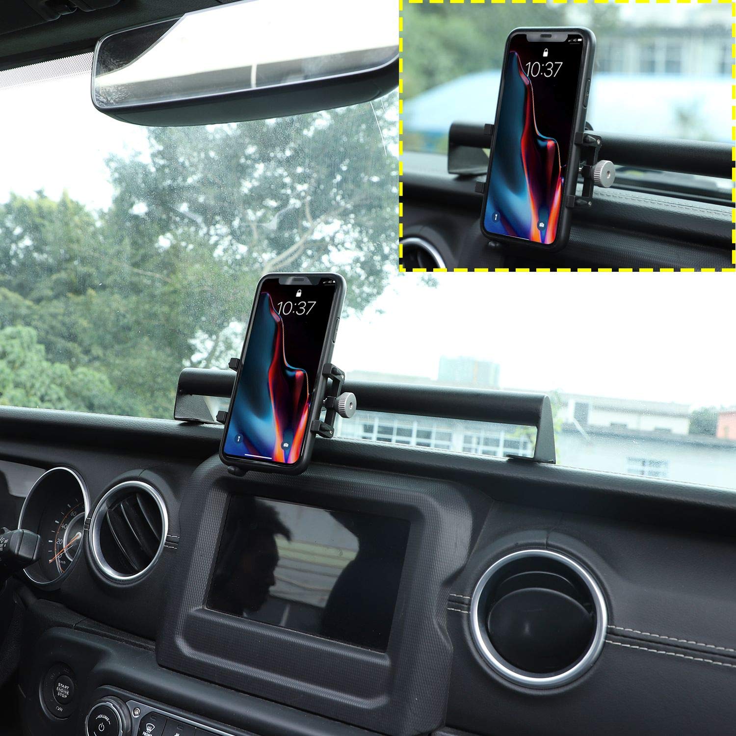 Jeep JL Dash Phone Mount - Compatible with 2018-2023 Jeep Wrangler JL JLU Sport Rubicon Sahara & Gladiator JT - Secure Cell Phone Holder for Off-Road & Daily Driving
