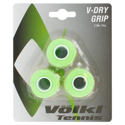 Volkl V-Dry Grip Overgrip | High-Performance Tennis Grip for Enhanced Control & Comfort | Neon Green, 3-Pack | Perfect for Competitive Play & Training