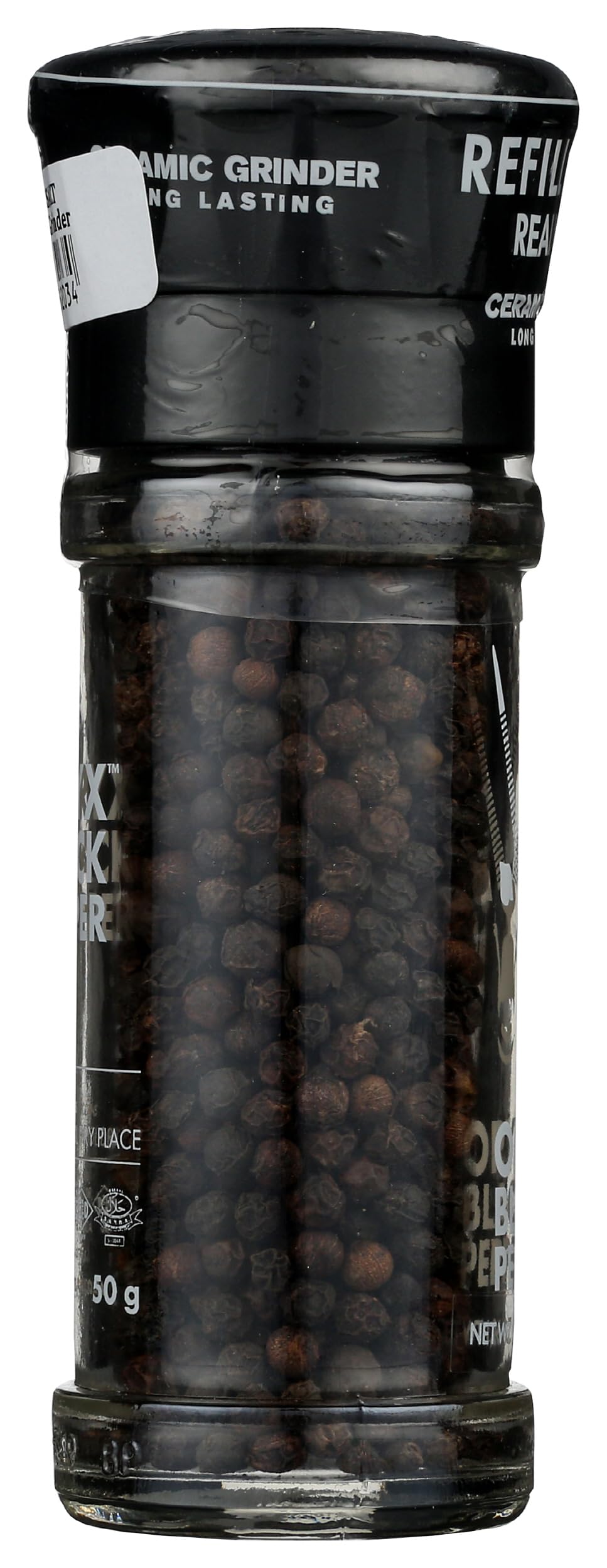 Premium Oryx Black Pepper Grinder - 1.26 oz Refillable Glass Bottle with Adjustable Coarseness - Perfect for Cooking, Grilling & Seasoning Steaks, Salads & Pasta Dishes