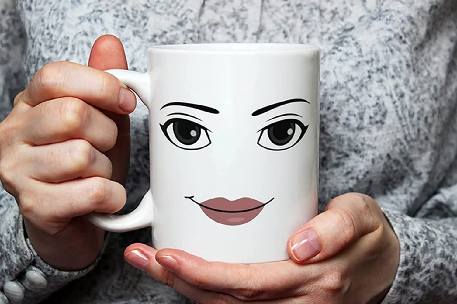 Funny Gamer Mug Set - MAN FACE & WOMAN Face Coffee Mugs (Pack of 2, 11 Oz) - Novelty Birthday Gift for Gamers, Couples - Perfect for Gaming Sessions, Office Use & Coffee Lovers