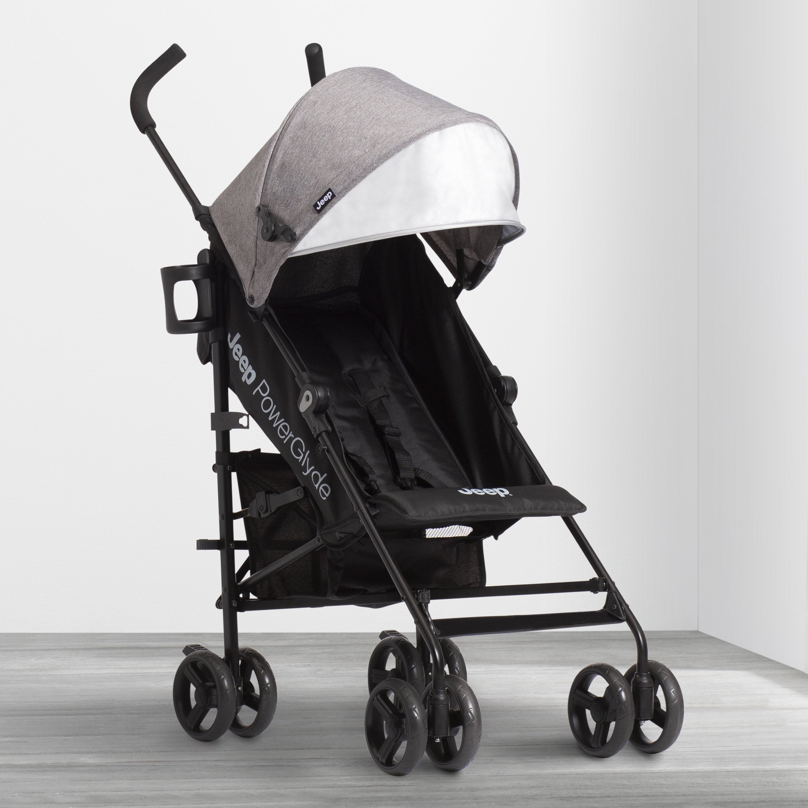 Jeep PowerGlyde Stroller - Lightweight Compact Travel Stroller with One-Hand Fold, Adjustable Canopy & Storage Basket - Perfect for Travel, Shopping & Everyday Use