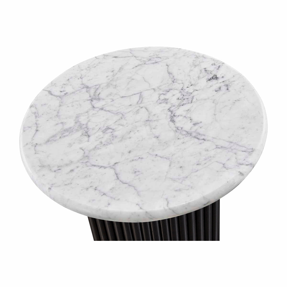 Modern Cosmos Side Table - Black Oak & Carrara Marble Top - Perfect for Living Room, Bedroom, or Office Decor