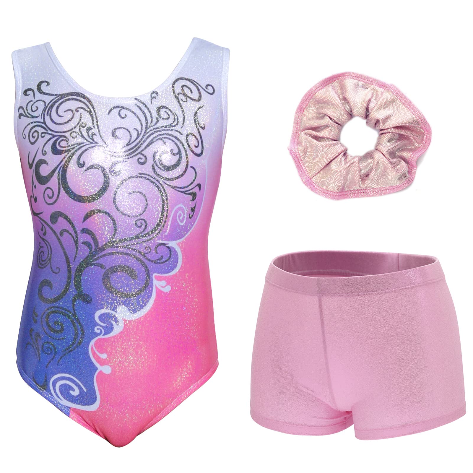 Aosva Girls Gymnastics Leotards - Sparkly Rainbow Color One-Piece Dance Leotard for Kids 2-14 Years | Perfect for Ballet, Cheerleading & Gymnastics Practice