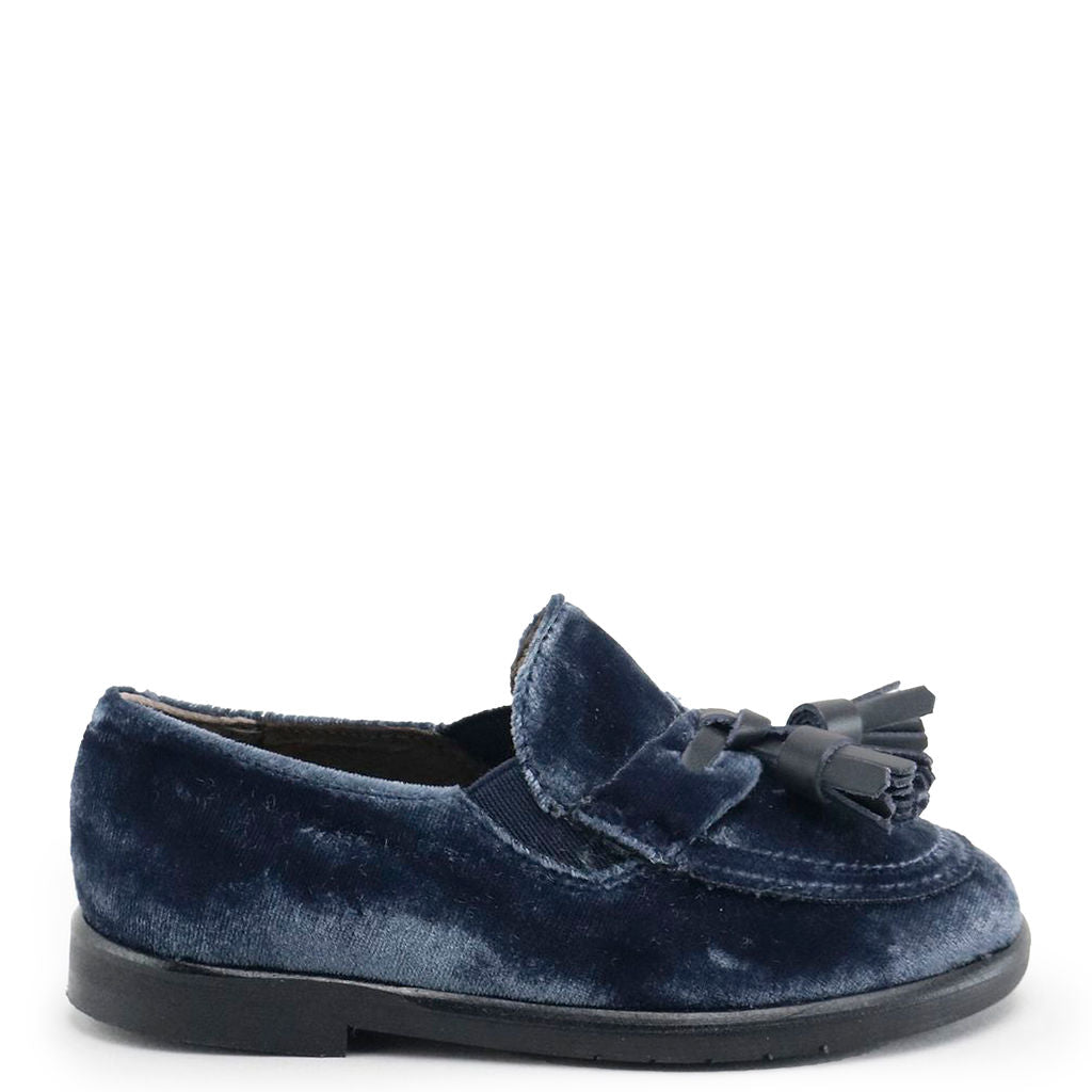 Indigo Velvet Tassel Loafers for Women - Slip On Comfortable Casual Shoes - Perfect for Office, Travel & Everyday Wear