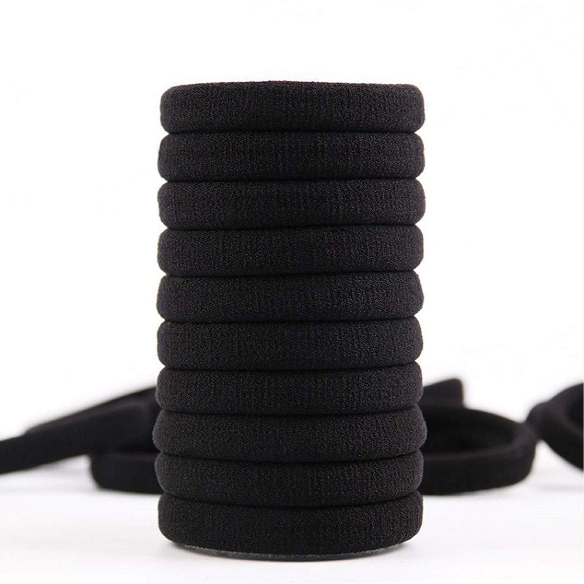 Ayushicreationa Hair Ties for Thick Hair - 20 PCS Black Ponytail Holders & Hair Bands for Women & Girls | Soft Stretch Hair Rubber Bands for Daily Use, Workout, Yoga & Sports