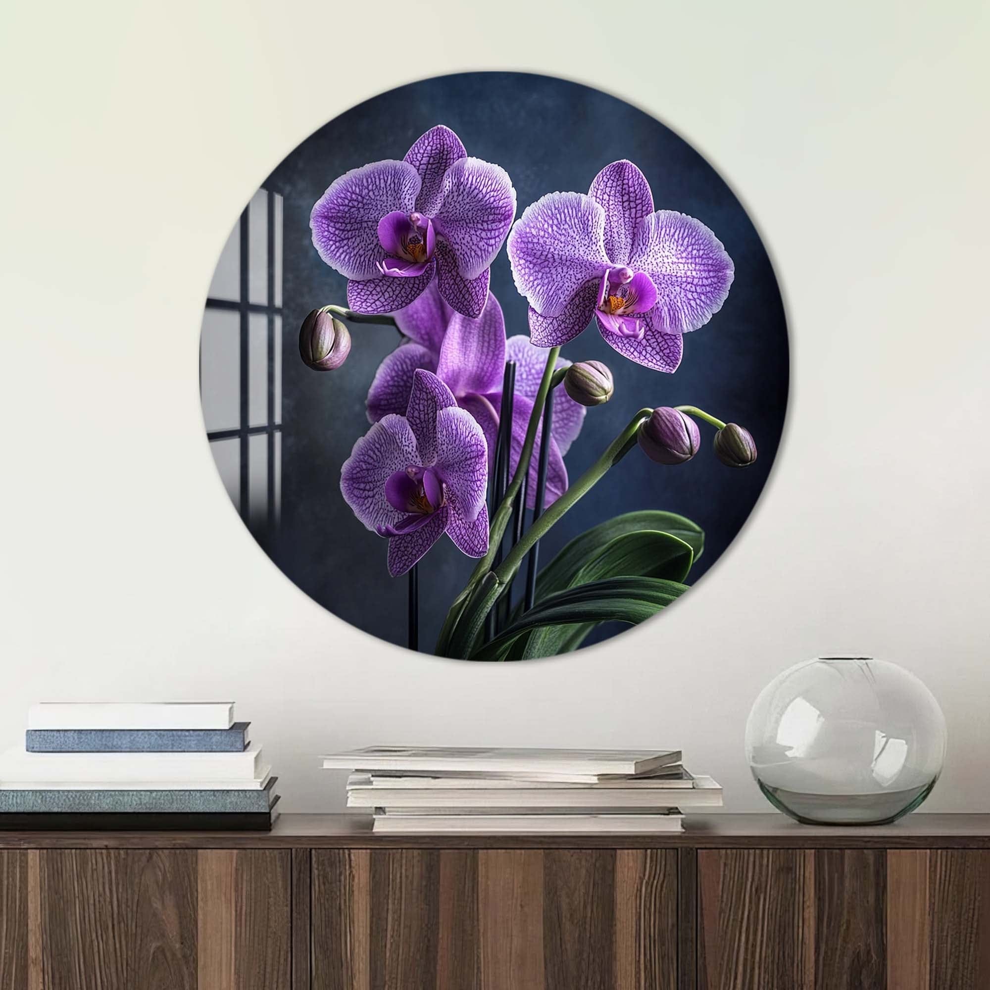 Roselle Rounded Glass Wall Art - Elegant Home Decor for Living Room, Bedroom & Office - Perfect for Modern Interior Design