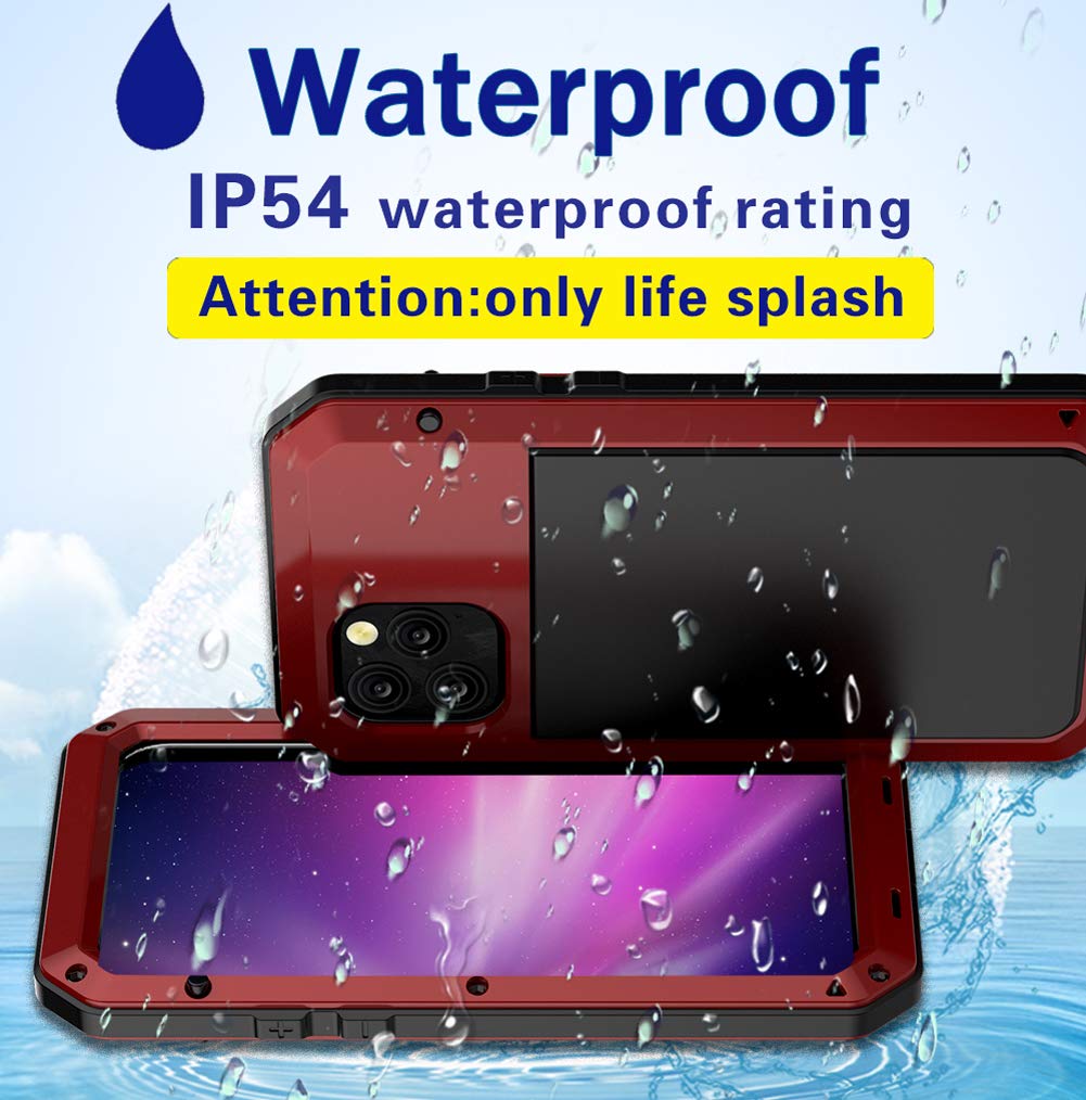 **Marrkey Heavy Duty Shockproof iPhone 11 Pro Max Case - Full Body Protective Cover with Aluminum Alloy Metal Frame & Built-in Screen Protector (Red) | Perfect for Outdoor, Work & Extreme Sports**