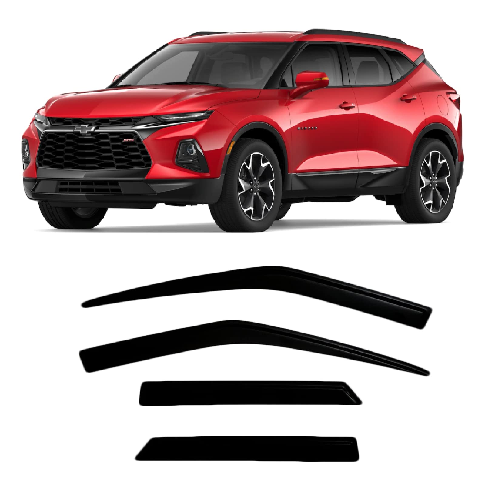 Chevrolet Blazer Rain Guards (2019-2025) - Side Window Deflectors for LT/RS/Premier Trims | Durable Tinted Window Visors | All-Weather Protection for Rain, Snow & Sun | Perfect for Commuting, Road Trips & Outdoor Adventures