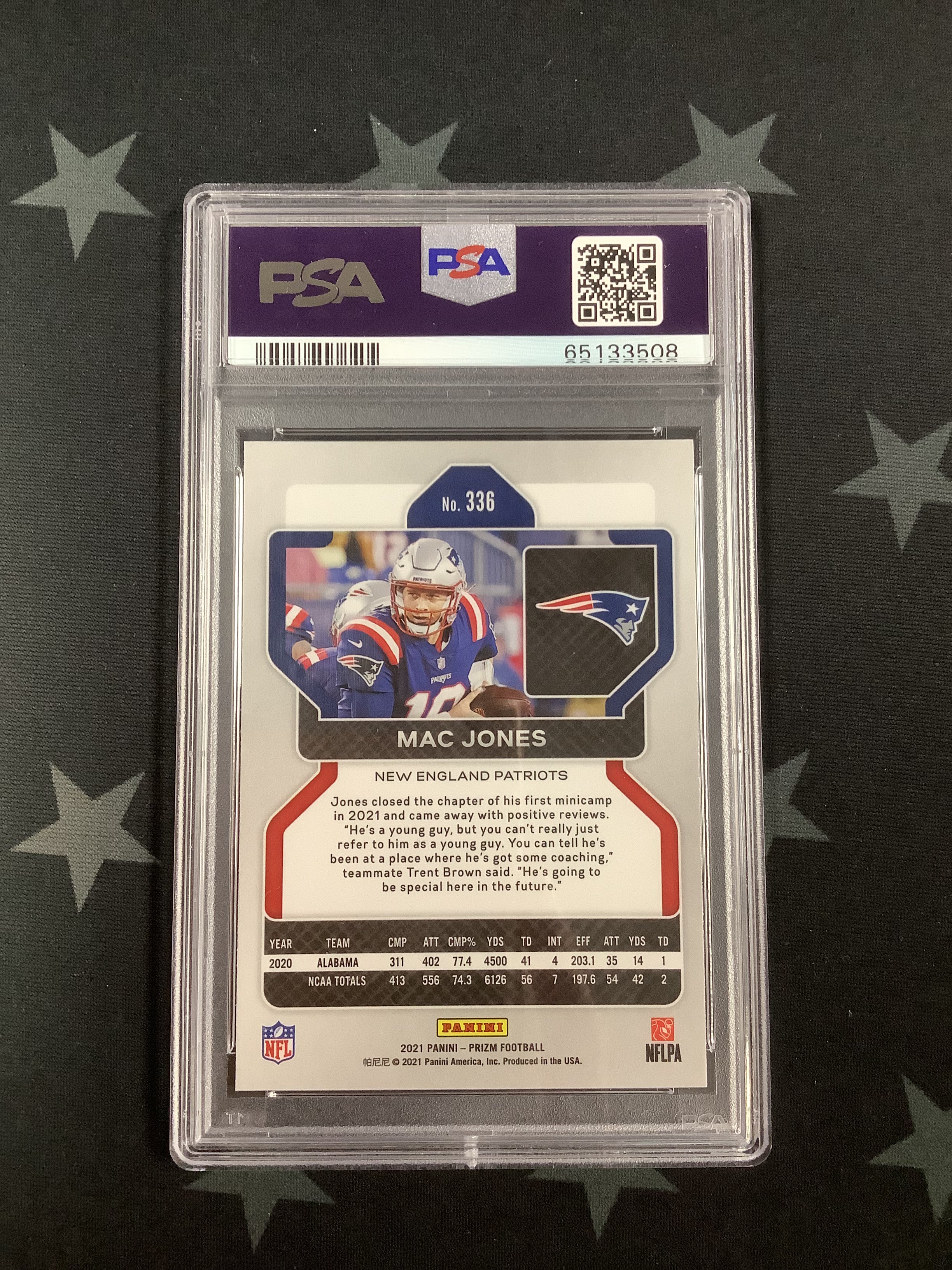 2021 Panini Prizm Mac Jones #336 PSA GEM MT 10 Rookie Card - Perfect for NFL Collectors & New England Patriots Fans, Ideal for Sports Memorabilia Displays & Investment Collections