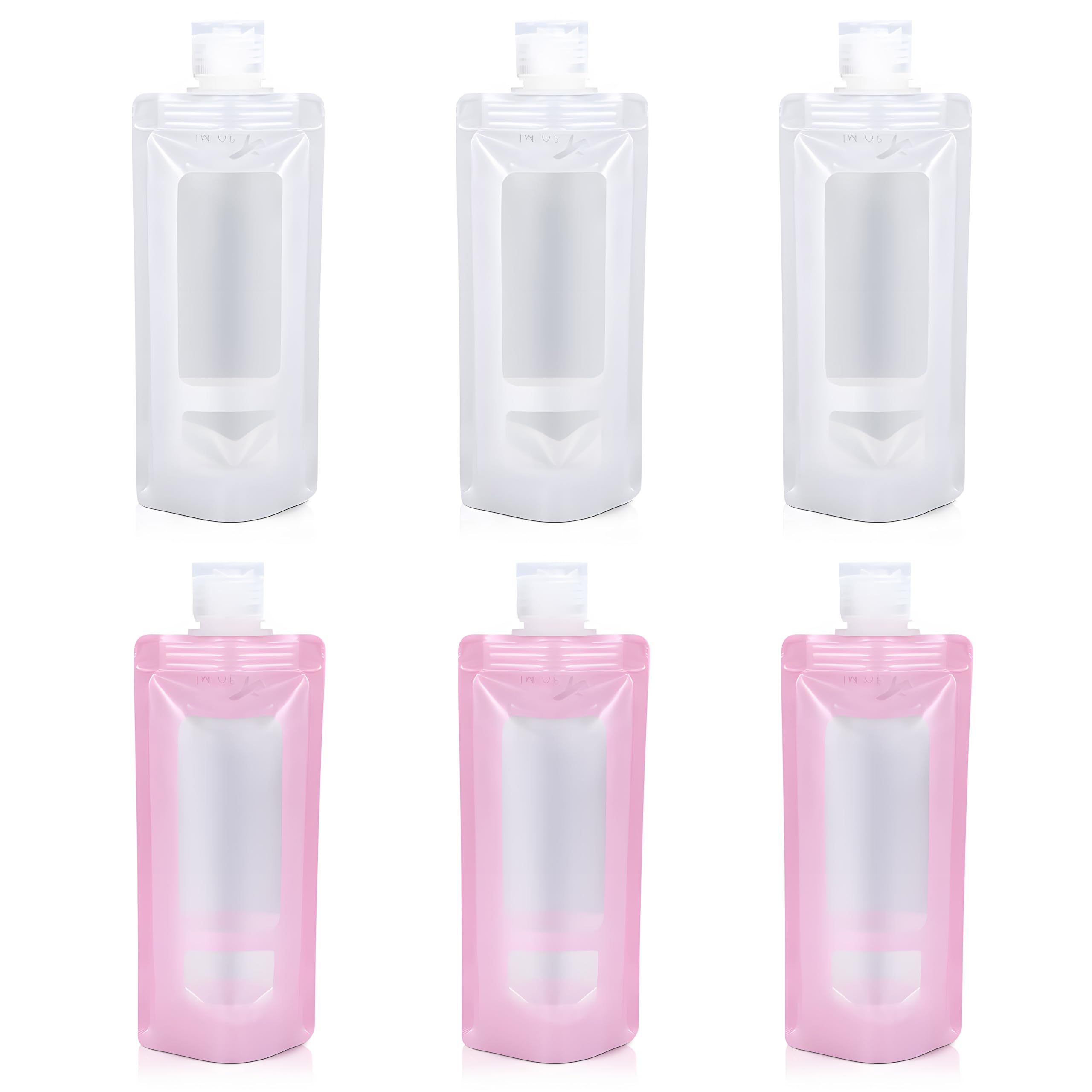 6-Pack 3oz Leak-Proof Refillable Travel Squeeze Pouches | TSA Approved Toiletry Containers for Lotion, Shampoo & Cosmetics | Perfect for Air Travel, Gym & Vacation Essentials