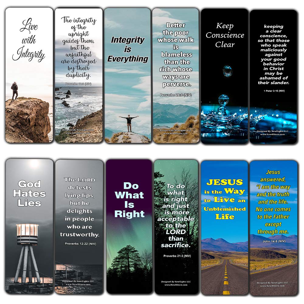 30-Pack Bible Verse Bookmarks About Integrity & Honesty - Inspirational Scripture Cards for VBS, Sunday School, Easter, Baptism, Thanksgiving & Christmas - Perfect Christian Encouragement Gifts for Bible Study & Faith-Based Events