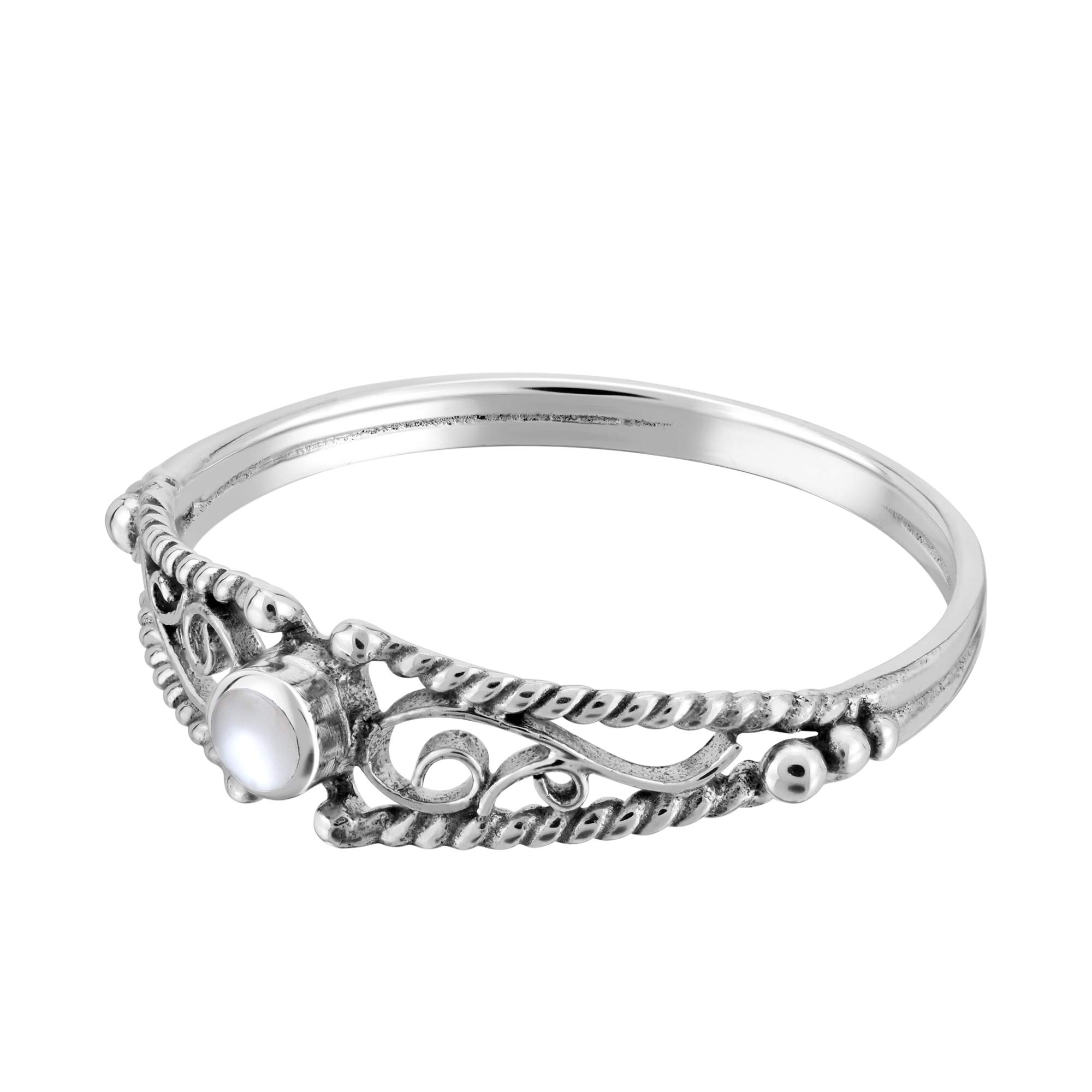 Aeravida Classic Swirl Embrace White Mother of Pearl .925 Sterling Silver Ring for Women | Minimalist Wedding Band, Everyday Jewelry | Comfort Fit Sizes 7-9 | Perfect Gift for Daughter, Wife, Anniversary | Elegant for Office, Date Night & Special Occasions