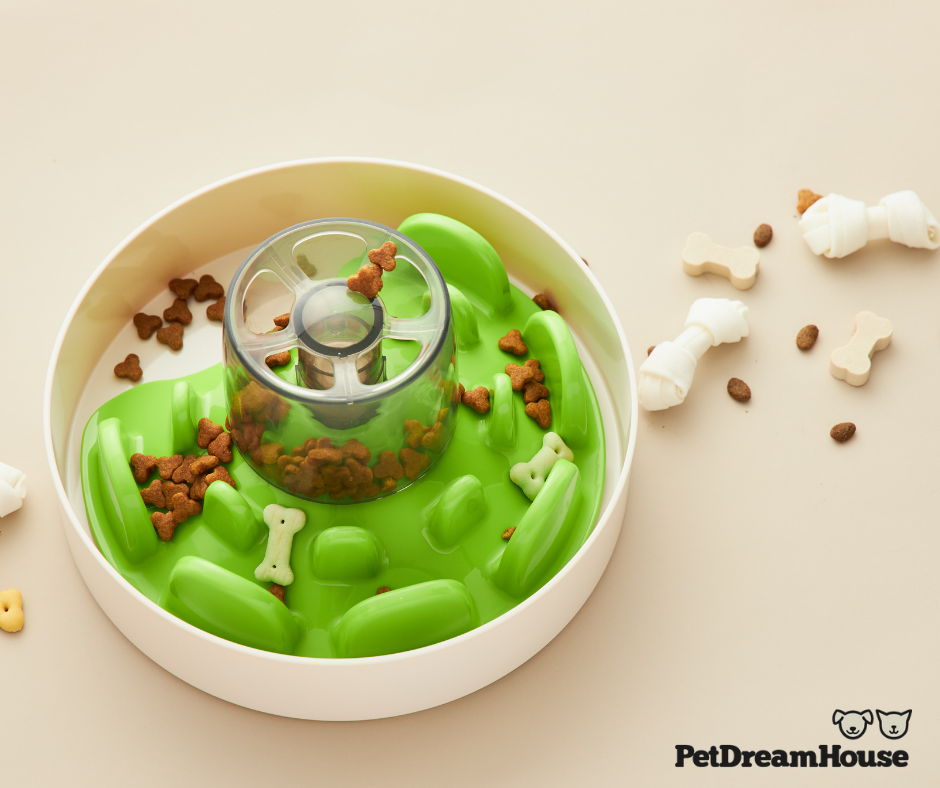 PetDreamHouse Interactive UFO Cat Feeder - Slow Feeder Bowl for Cats, Green - Fun & Engaging Mealtime Solution for Indoor Cats, Kittens & Picky Eaters