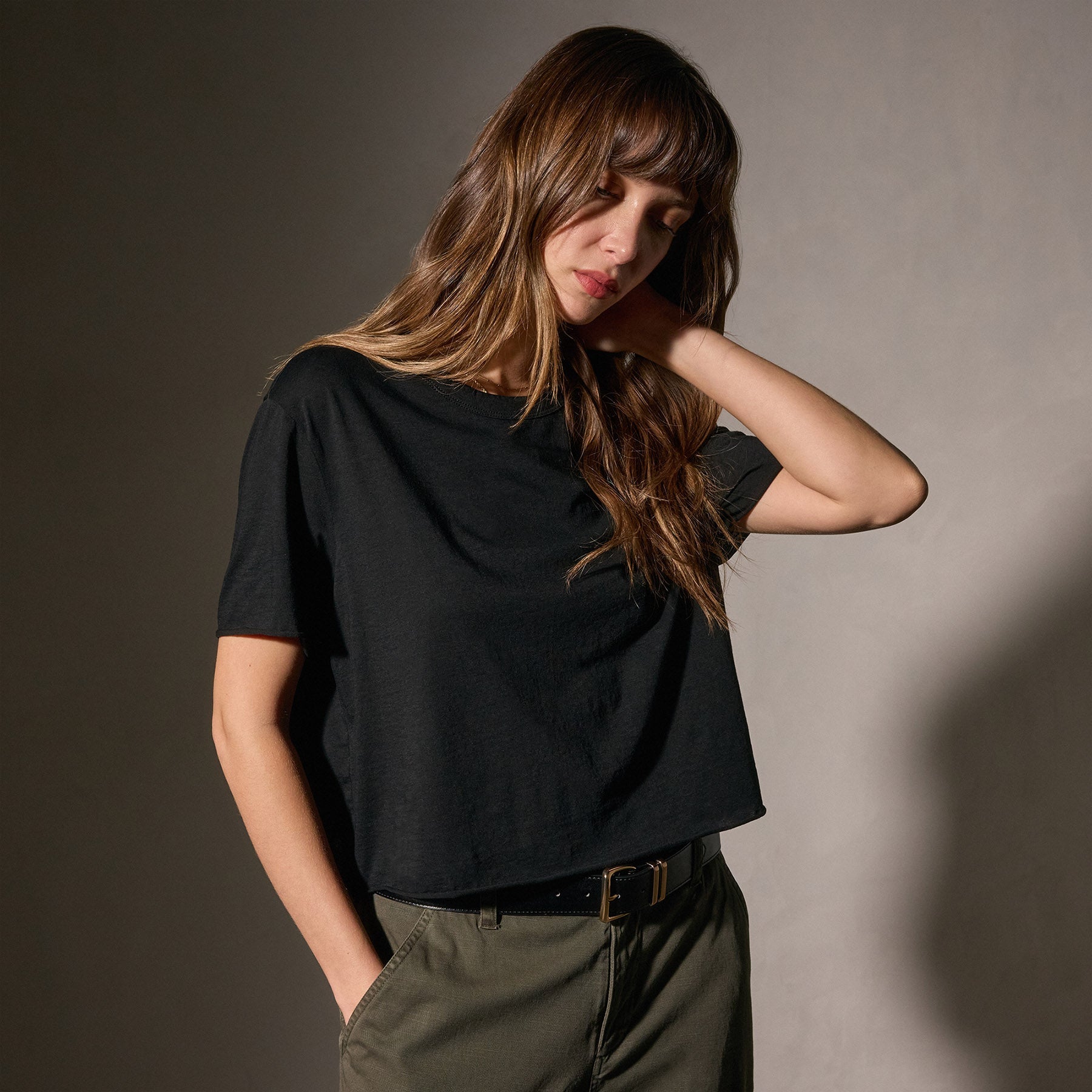 Premium Cotton Linen Silk Blend T-Shirt for Women - Soft & Breathable Black Tee - Perfect for Casual Wear, Summer Outfits & Layering