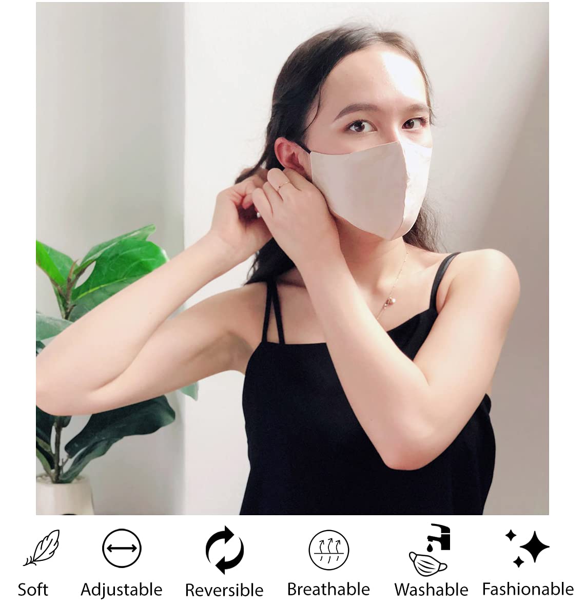 LinenBlue® Premium 600 Thread Count Satin Silk Face Mask for Women - Soft, Breathable & Stylish - Perfect for Travel, Work & Everyday Protection