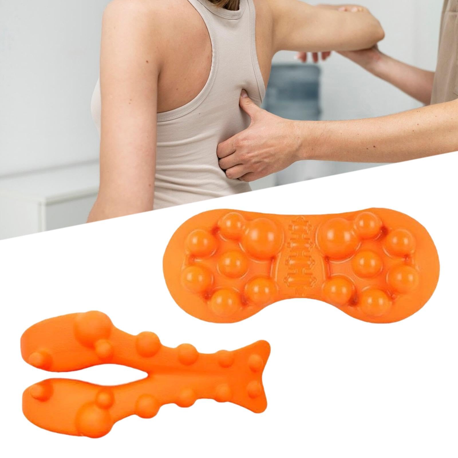 Amagogo 2-Point Back Massager for Upper Back & Trapezius - Neck & Shoulder Pain Relief - Portable Massage Tool for Carpet, Yoga, Floor - Perfect for Men & Women - Use at Home, Office, or Gym