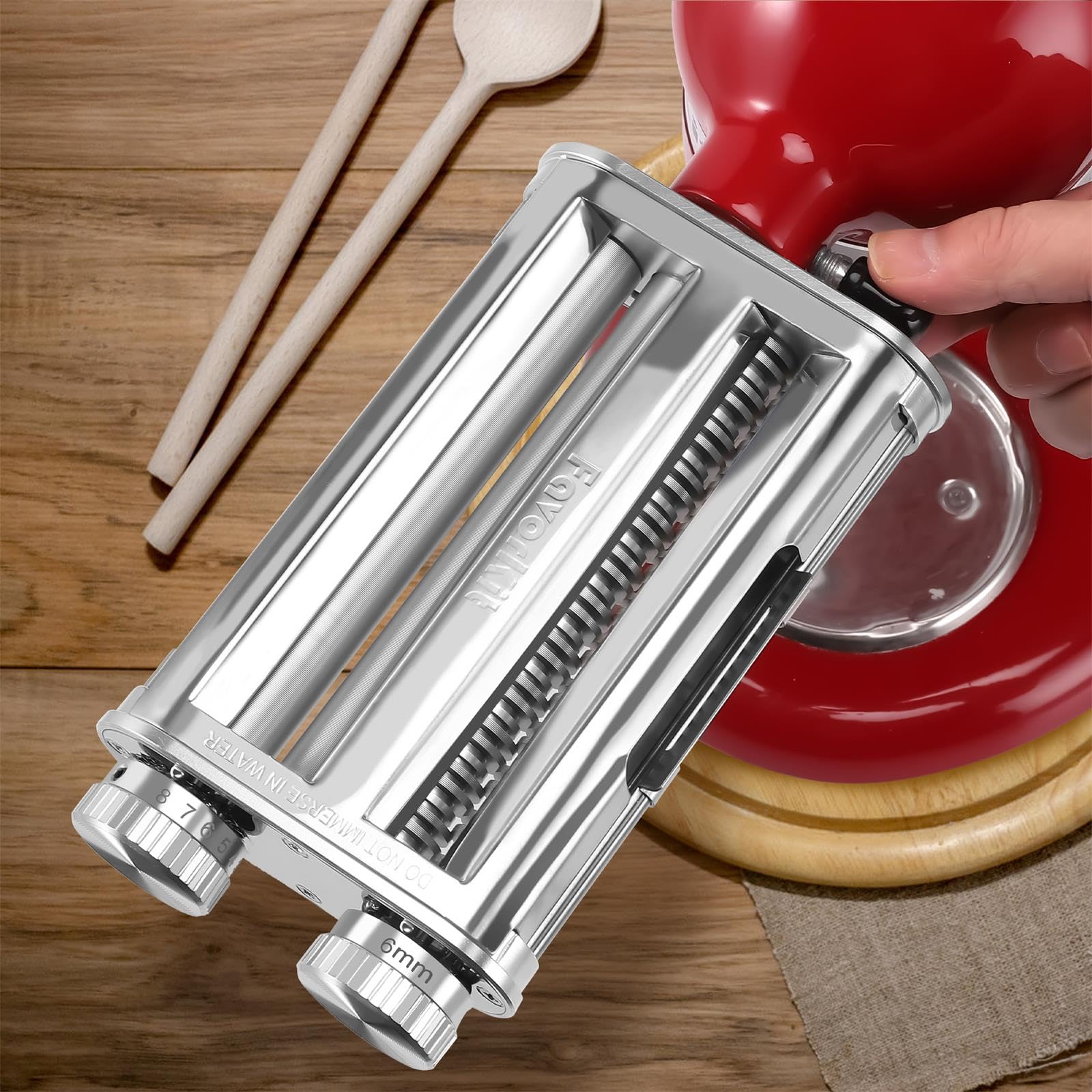 3-in-1 KitchenAid Pasta Maker Attachment Set - Pasta Roller, Spaghetti & Fettuccine Cutter with Cleaning Brush | Perfect for Homemade Italian Pasta, Family Dinners & Restaurant-Style Meals