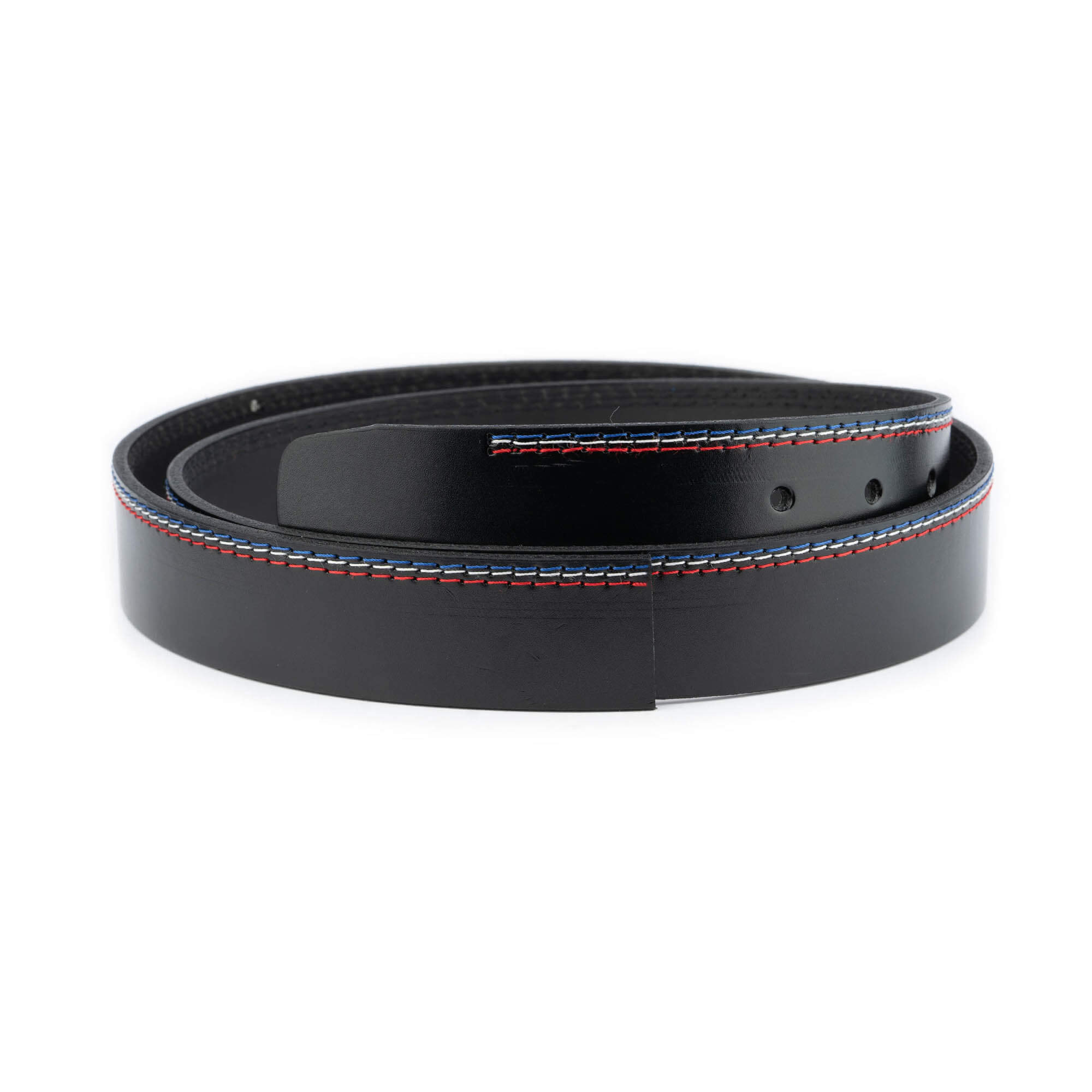 Men's Fashion Belt Strap - Black Colorful Stitched Replacement for Ferragamo Buckle | Perfect for Office, Casual & Formal Wear