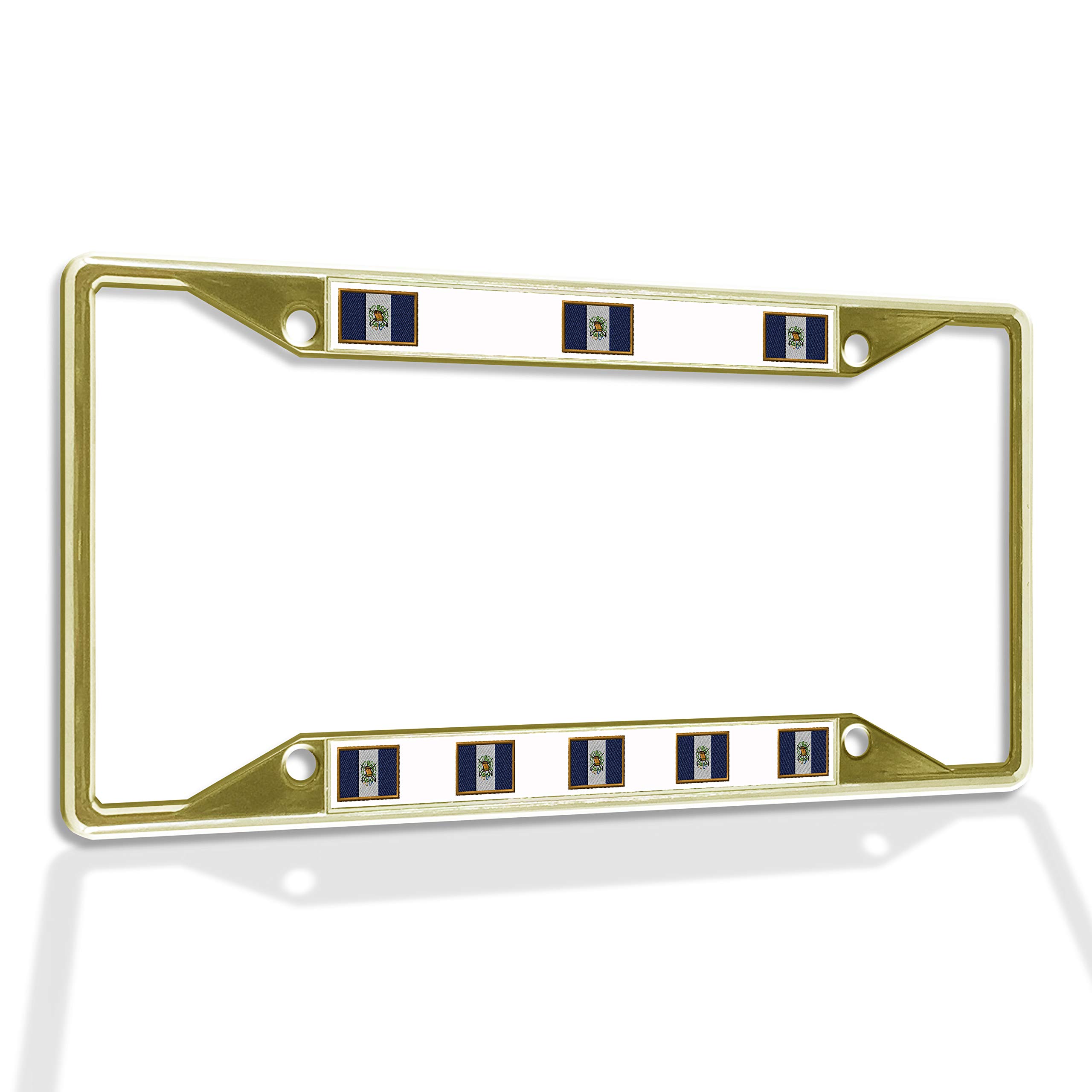 Premium Metal Insert License Plate Frame - Weatherproof Car Accessories with 4 Holes & Solid Gold Insert for Guatemala - Perfect for Car Enthusiasts & Vehicle Customization