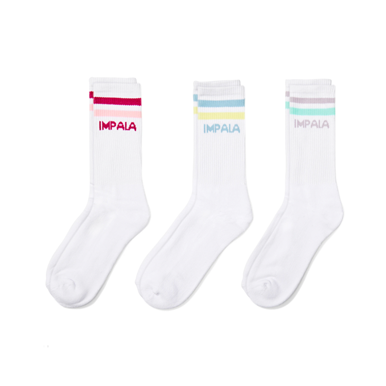 Pastel Stripe Socks 3-Pack - Soft Cotton Crew Socks for Women & Men - Casual, Athletic & Everyday Wear - Perfect for Workouts, Office & Home Comfort