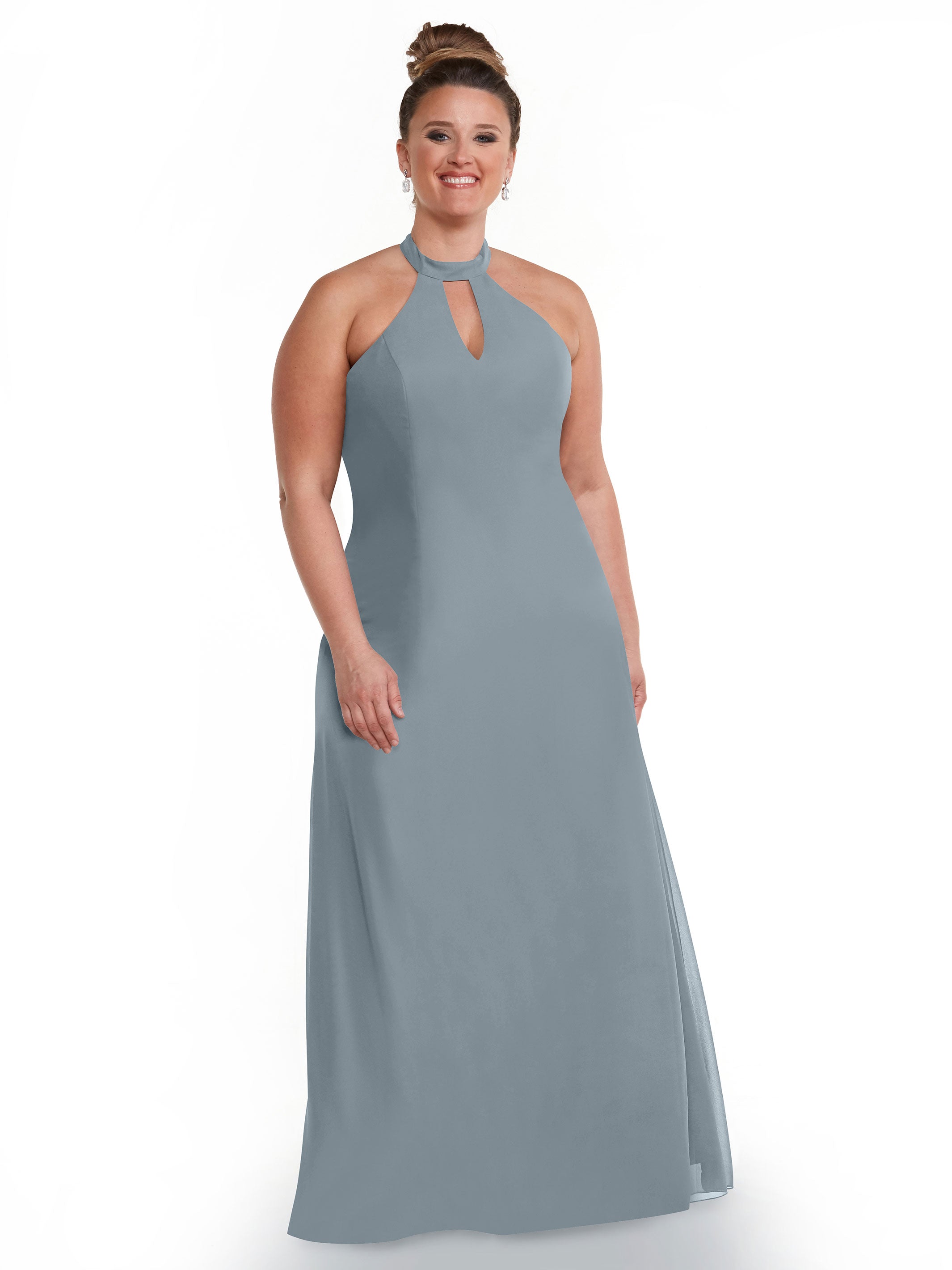 Elegant 80138 Chiffon A-Line Bridesmaid Dress with Keyhole Halter Neckline - Perfect for Weddings, Formal Events & Special Occasions