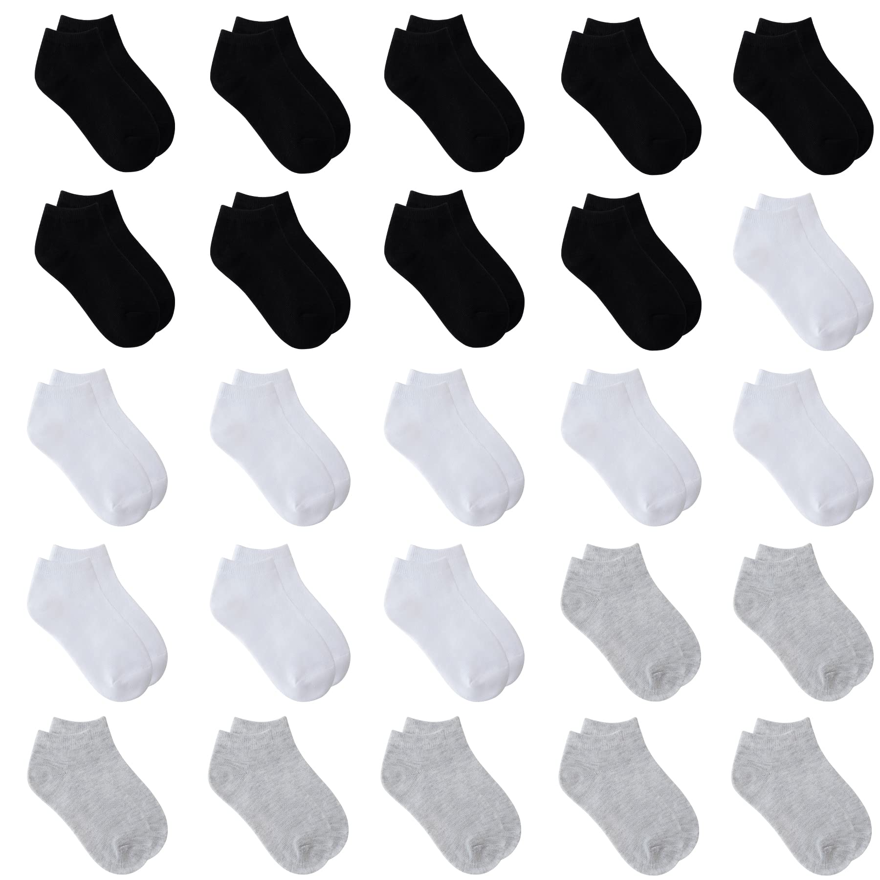 25 Pairs Kids' Low Cut Ankle Socks with Half Cushion - Breathable Athletic Socks for Infants, Toddlers, Boys & Girls - Perfect for School, Sports & Everyday Wear