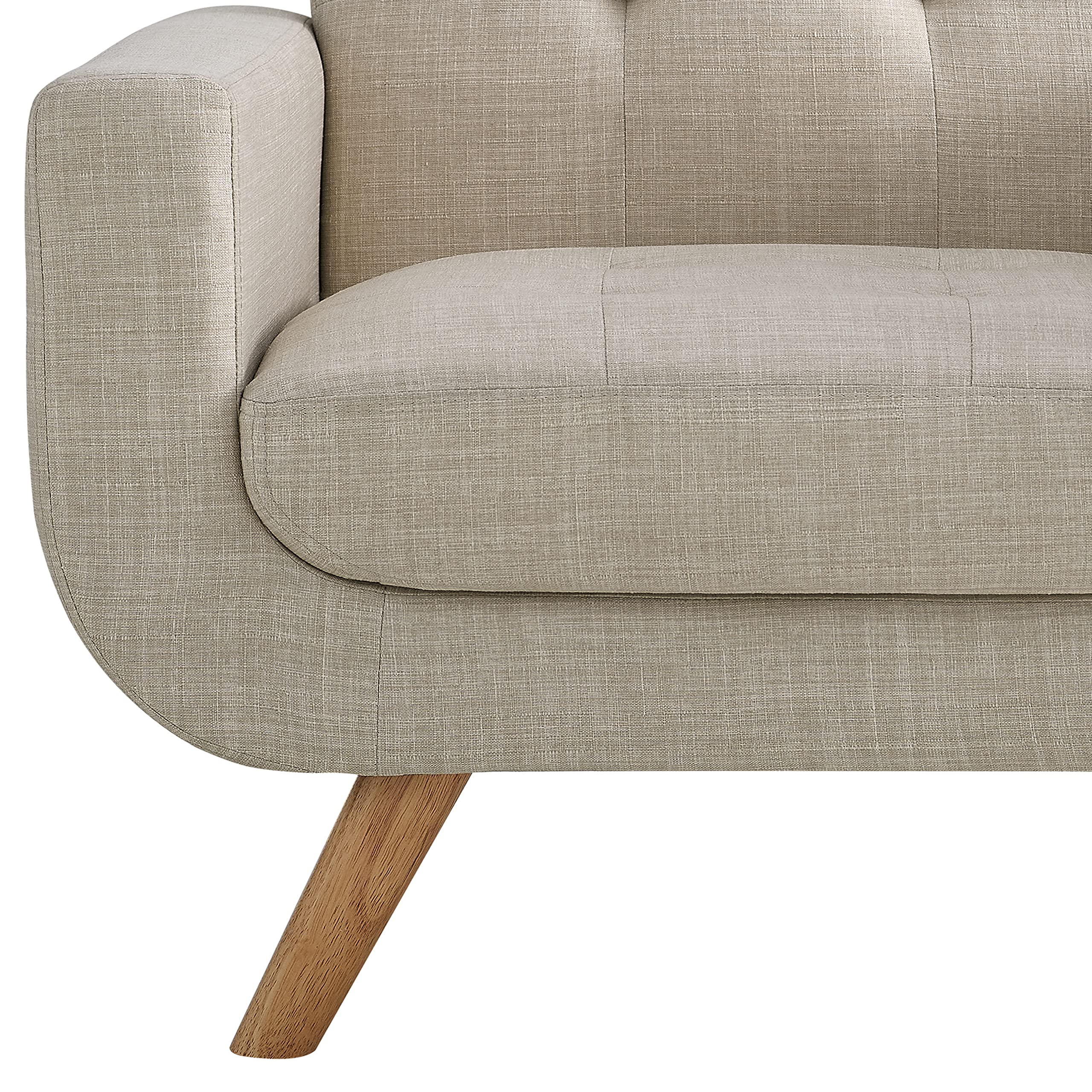 Rosevera Elena Modern Accent Armchair with Linen Upholstery - Mid Century Living Room Chair, Beige - Perfect for Lounge, Reading Nook & Home Office Decor