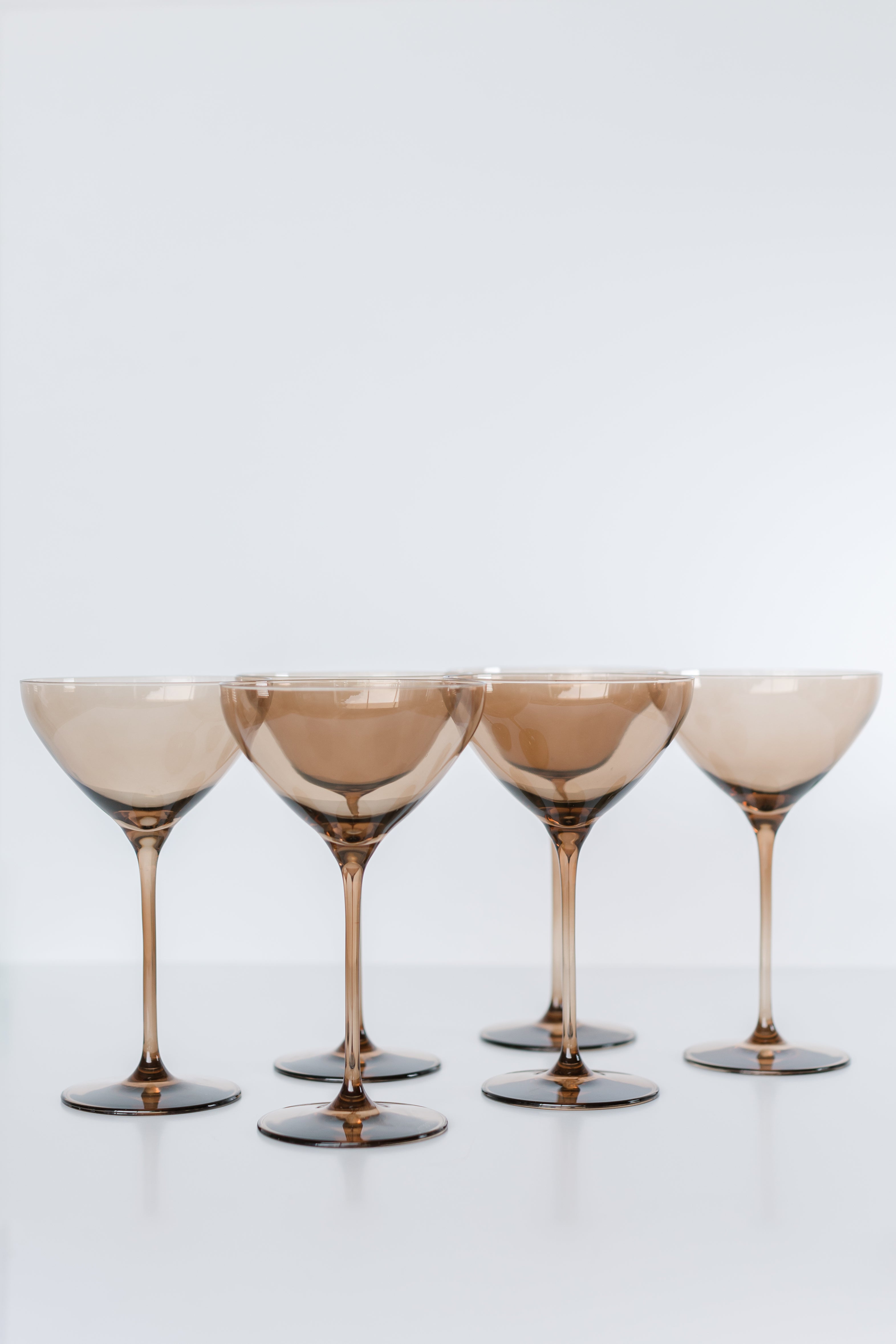Estelle Colored Martini Glass Set of 6 - Mocha Mousse (Amber Smoke) - Elegant Cocktail Glasses for Parties, Weddings & Home Bar Decor