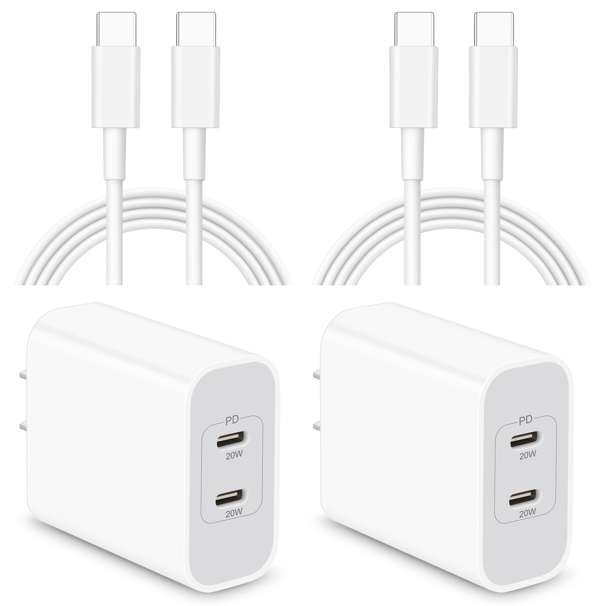 ARCCRA 40W Fast Charger 2-Pack with 6FT & 10FT USB C Cables - Compatible with iPhone 16/16e/16 Pro Max/16 Plus/15/15 Pro/15 Pro Max - Quick Charge Power Adapter for Home, Office & Travel
