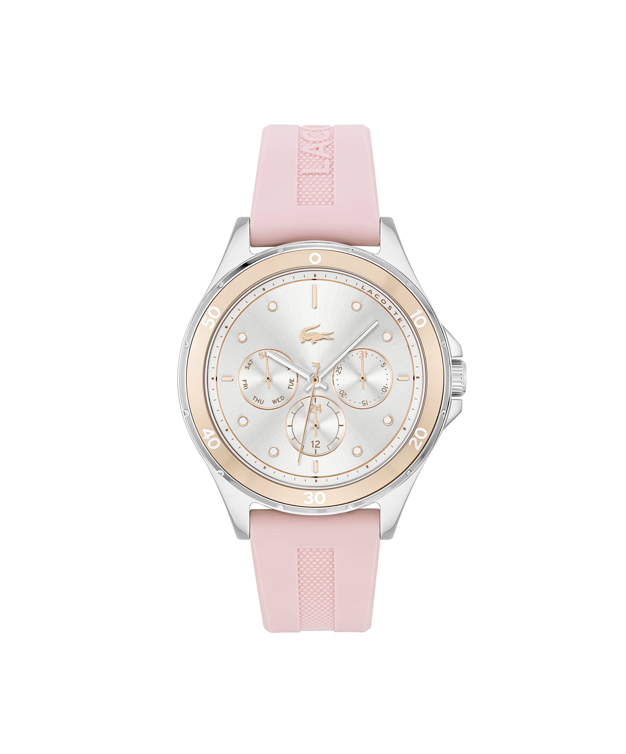 Lacoste Swing Multi Women's Watch - Pink Stainless Steel & Aluminum Case with Silicone Strap (Model 2001245) | Quartz Movement | Fashion Accessory for Casual Wear, Office & Everyday Use