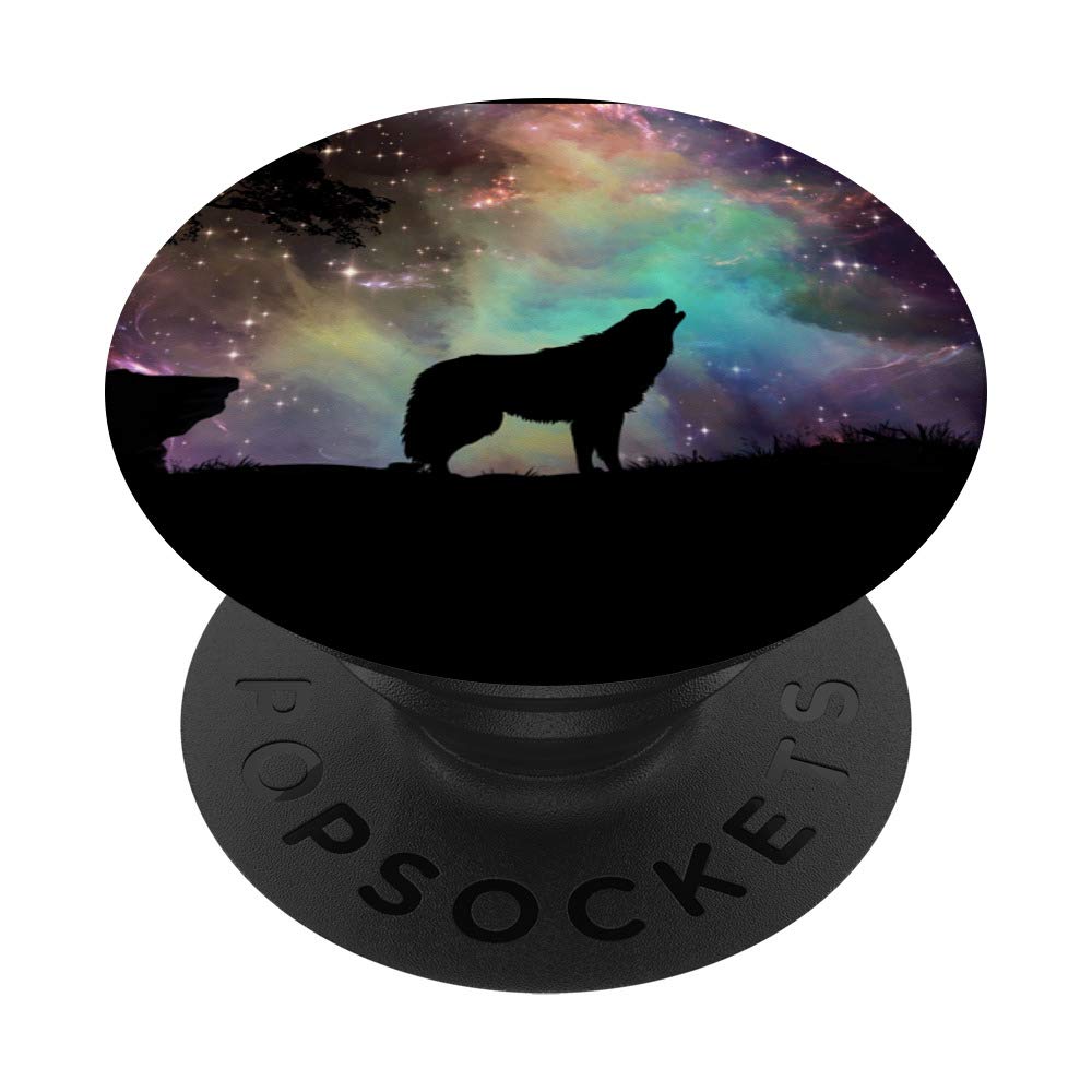 Wolf Howling at Moon with Stars & Nebula - Stunning Outer Space Nature Wall Art for Home & Office Decor