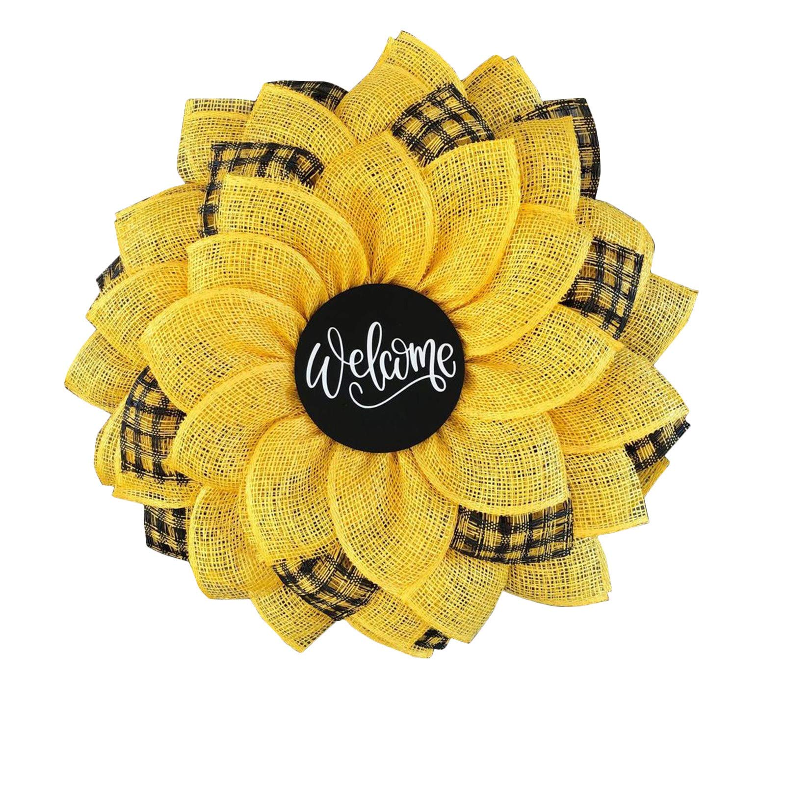 13.5 Inch Sunflower Bee Wreath for Front Door - Spring Summer Floral Wall Decor for Home, Wedding, Indoor & Outdoor Use - Perfect for Porch, Garden & Farmhouse Decor