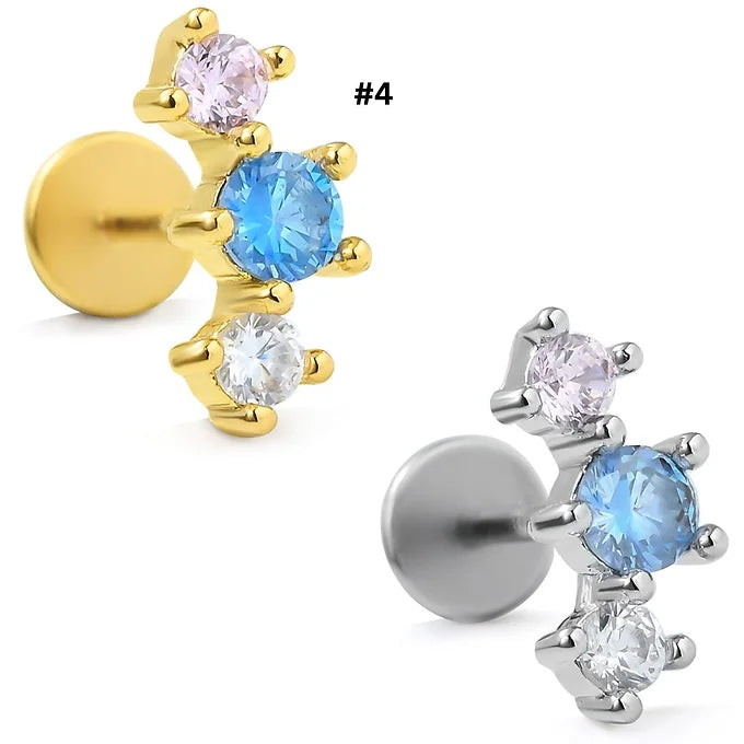 20G Color CZ Flat Back Stud Push Pin Earrings for Women | Hypoallergenic Fashion Jewelry | Perfect for Parties, Weddings & Daily Wear | CD060