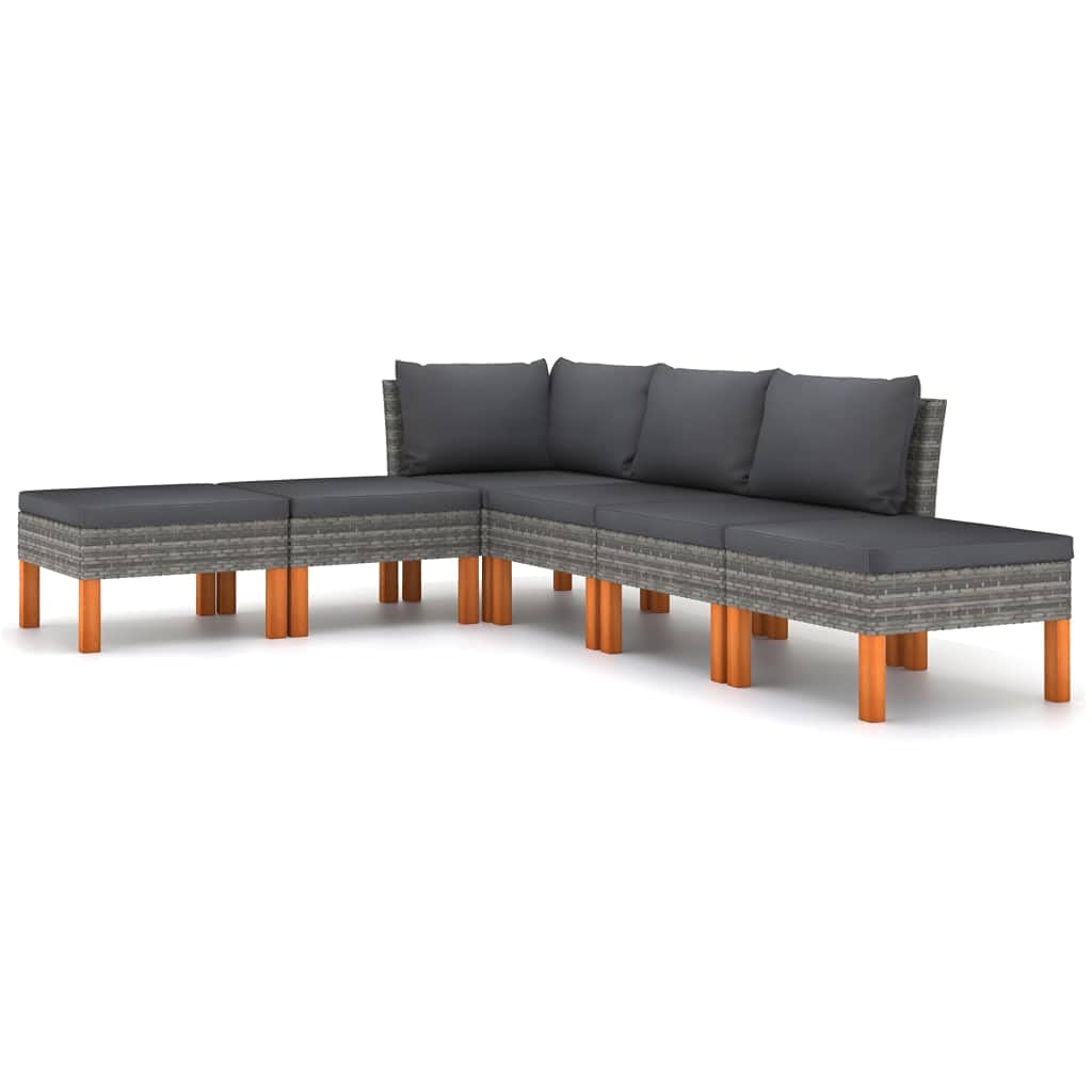 6-Piece Patio Lounge Set with Cushions - Weather-Resistant Outdoor Sectional Sofa Set - Poly Rattan Conversation Furniture for Garden, Patio & Backyard - Perfect for Relaxing, Entertaining & Outdoor Gatherings