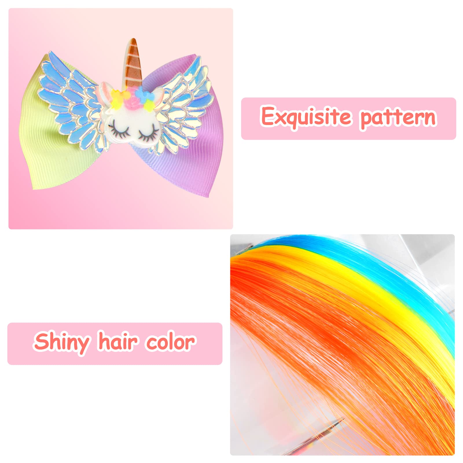 6 Pcs Rainbow Hair Clips for Girls | Unicorn Hair Accessories & Hair Decorations | Kids Birthday Party & Children's Day Gift | Perfect for Costumes, School Events & Festive Occasions
