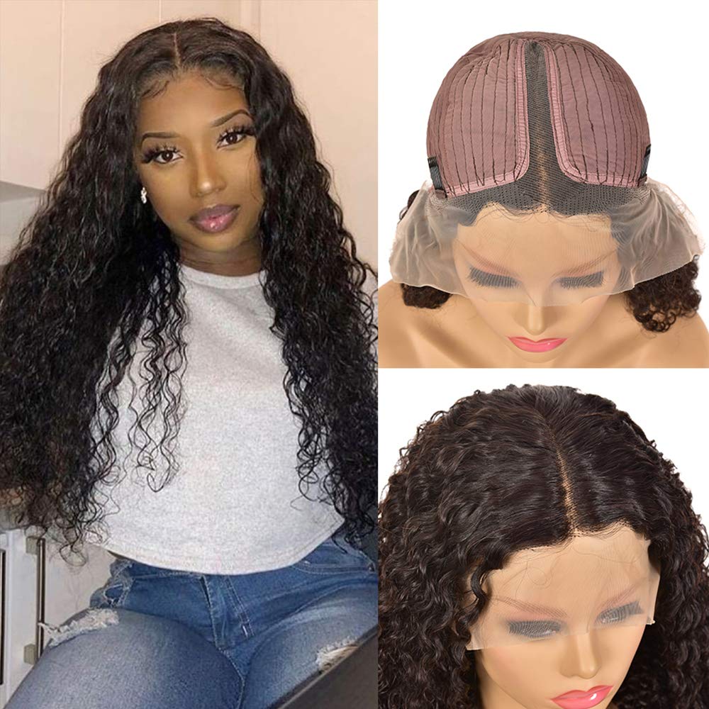100% Unprocessed Virgin Water Wave Lace Front Wigs - T Part Human Hair Wigs Natural Black (16 Inch) for Everyday Wear, Cosplay & Special Occasions