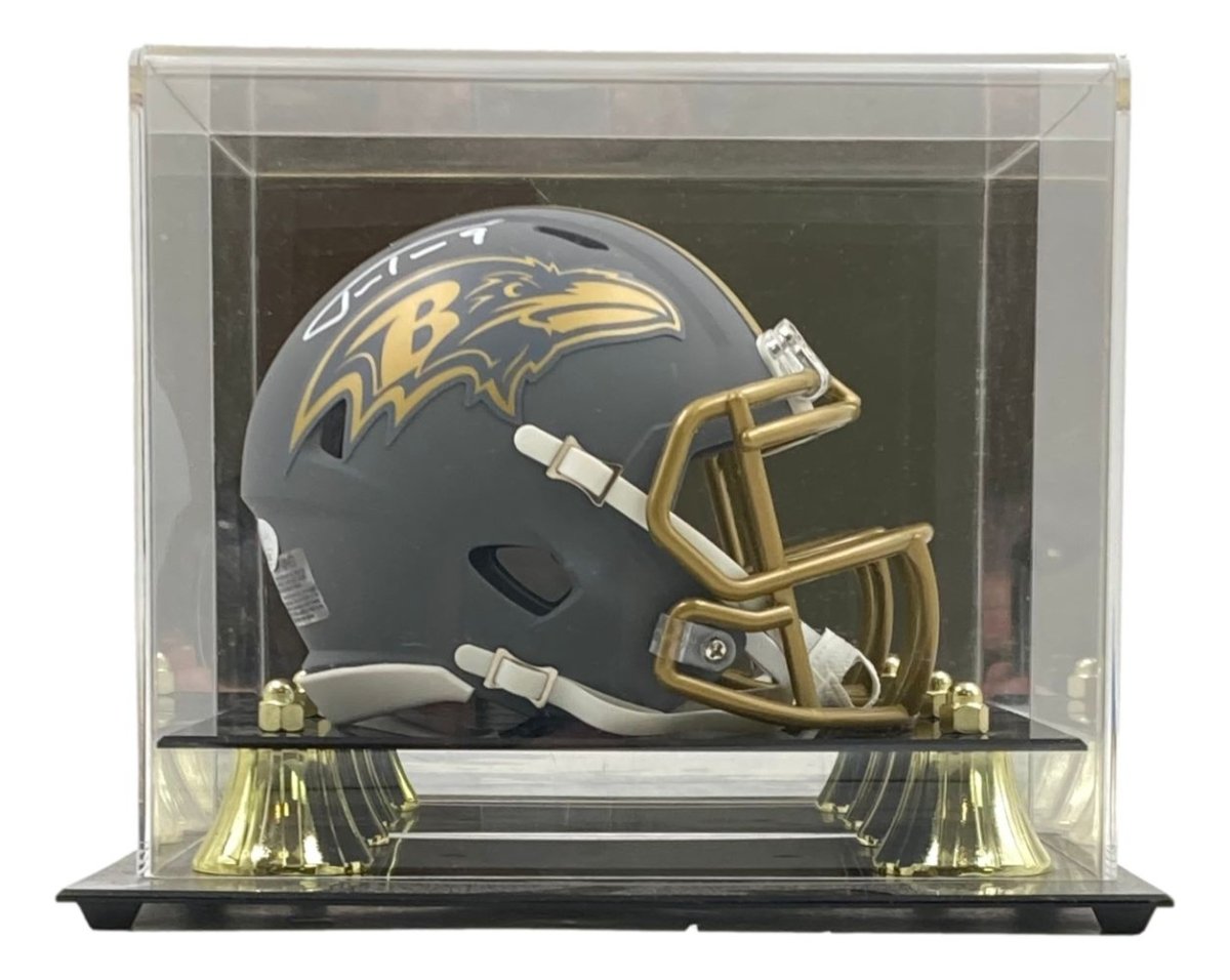 Justin Tucker Autographed Baltimore Ravens Slate Mini Speed Helmet with JSA Certificate & Display Case - Perfect for NFL Collectors, Sports Memorabilia Fans & Ravens Enthusiasts