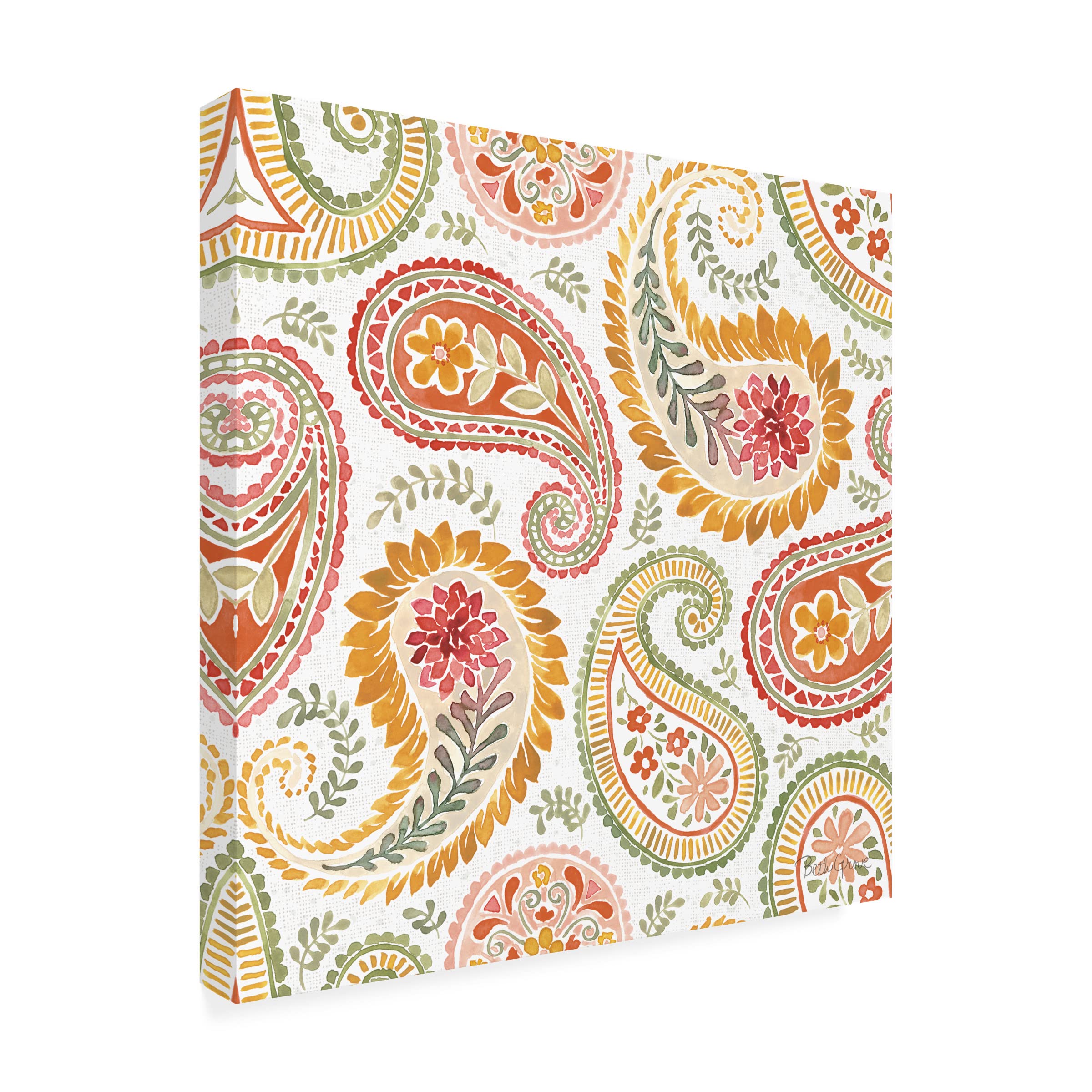 Beth Grove 'Harvest Bouquet Pattern IIIA' Floral Canvas Wall Art - Handmade Home Decor for Living Room, Bedroom & Office