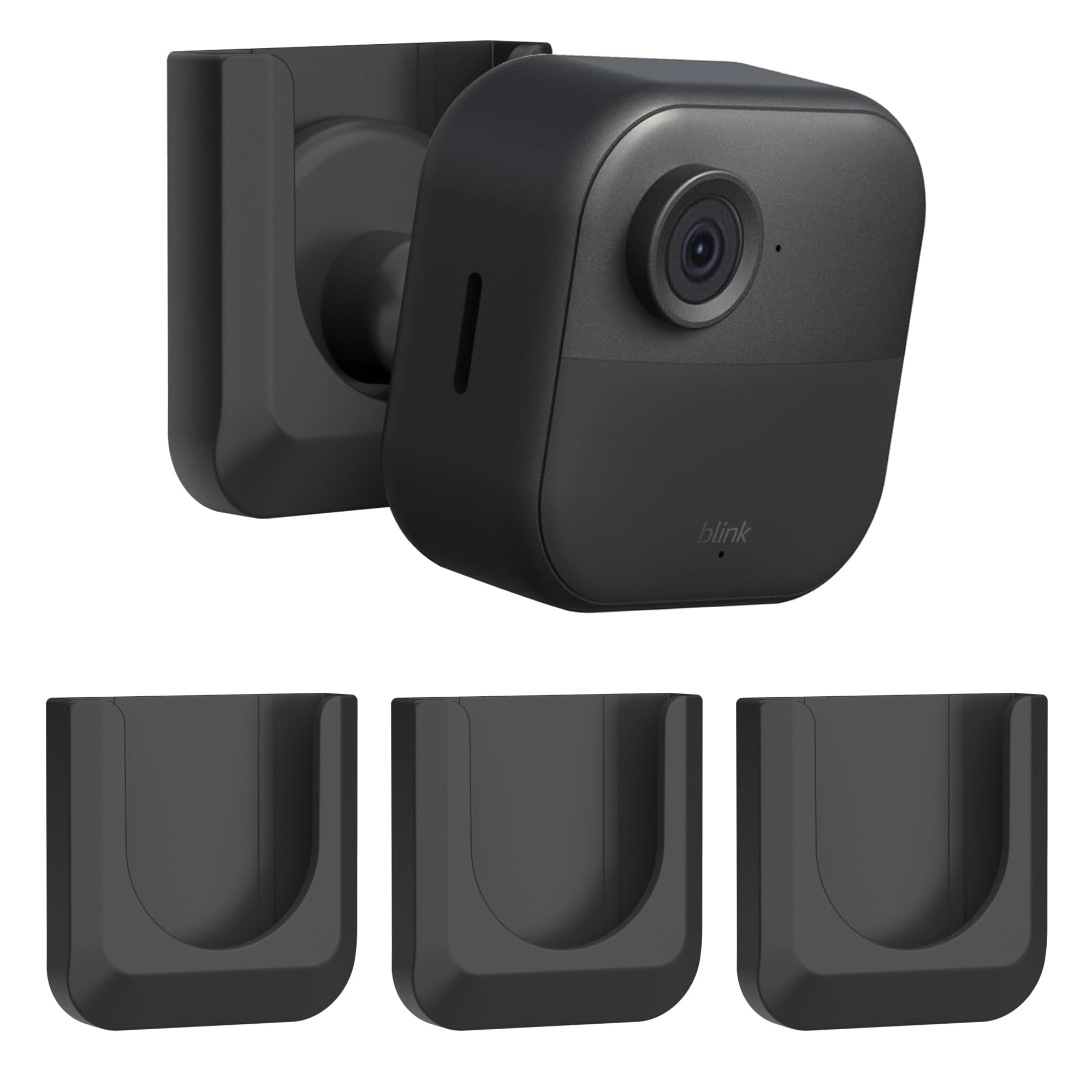 Blink Camera No Drill Wall Mount Bracket - Adhesive Mount for Blink Outdoor 4, Mini 2 & Indoor Cameras (3-Pack, Black) - Secure Installation Without Screws for Indoor/Outdoor Use - Perfect for Renters, Apartments & Damage-Free Home Security