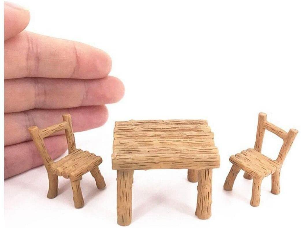 3Pcs Miniature Fairy Garden Resin Table & Chairs Set - DIY Dollhouse Scenery Decorations, Tiny Furniture for Fairy Gardens, Terrariums & Miniature Displays - Perfect for Crafting, Home Decor & Gift Ideas