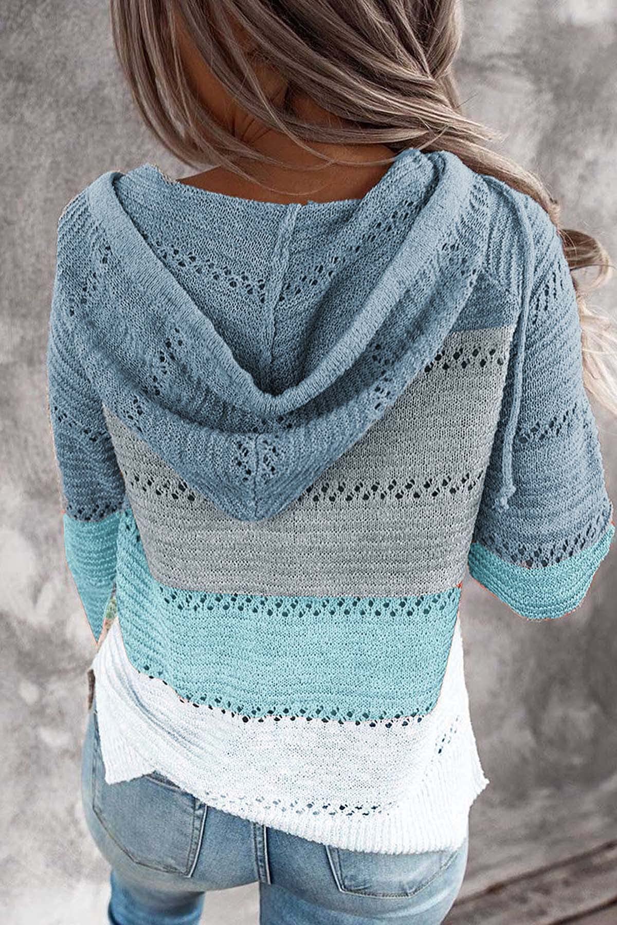 NEYOUQE Women's Long Sleeve Color Block Pullover Sweater - Striped Casual Hoodie Cardigan for Fall & Winter | Cozy Office Wear, Weekend Outfits, and Layering Essential
