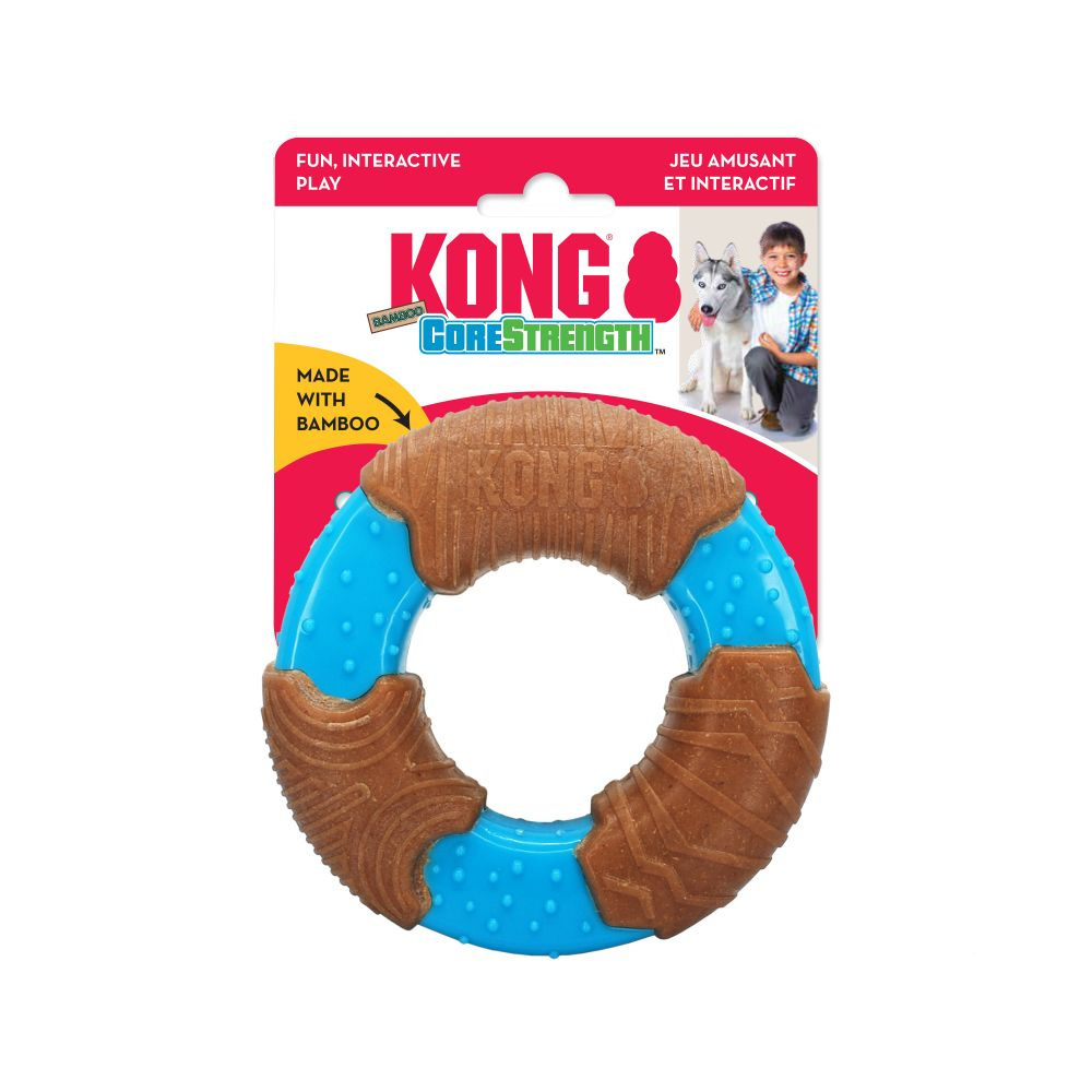 KONG CoreStrength Bamboo Ring Dog Toy - Durable Chew Toy for Aggressive Chewers, Natural Bamboo Material - Perfect for Playtime, Training & Dental Health