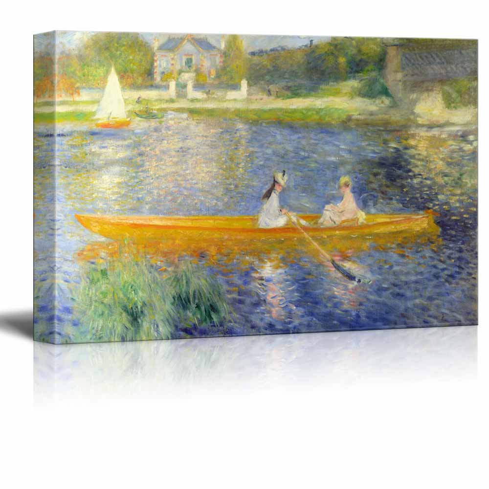 Wall26 - The Seine at Asnieres (The Skiff) by Pierre Auguste Renoir - Famous Oil Painting Reproduction Canvas Print Wall Art - 32x48 Inches - Perfect for Living Room, Bedroom & Office Decor
