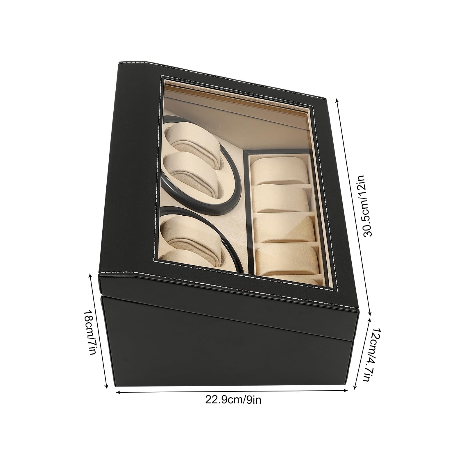 Premium Automatic Watch Winder Display Box - PU Leather 4+6 Rotating Watch Storage Case with Soft Pillows for Rolex & Luxury Watches | Perfect for Home, Office & Watch Collector Display