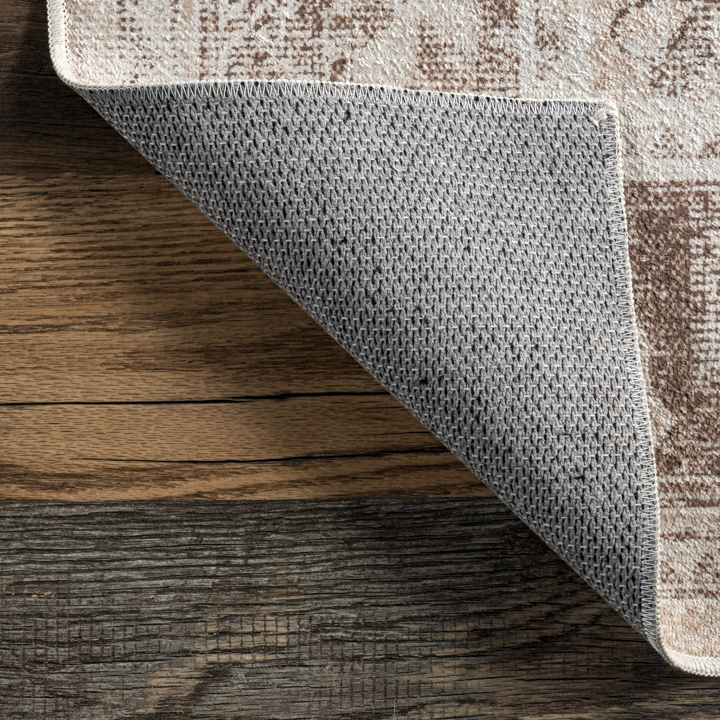 Devi Medallion Washable Rug - Soft Beige Area Rug for Living Room, Bedroom & Nursery - Machine Washable Non-Slip Floor Mat for Home Decor