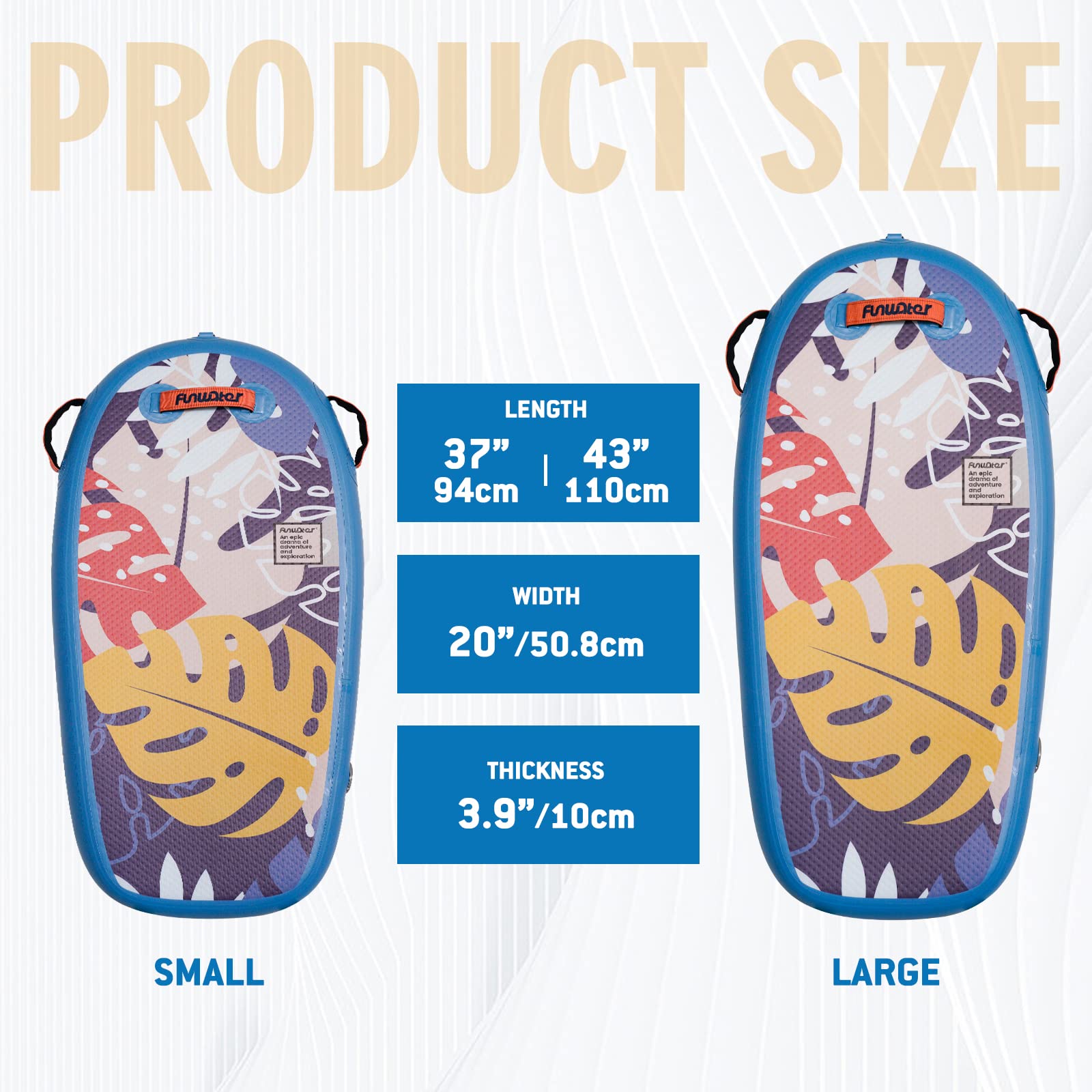 FunWater Body Board for Beach & Pool - Ultra Lightweight PVC Core Surf Board with Wrist Straps | Foldable Design for Teens & Adults | Perfect for Wave Riding, Swimming & Summer Water Sports