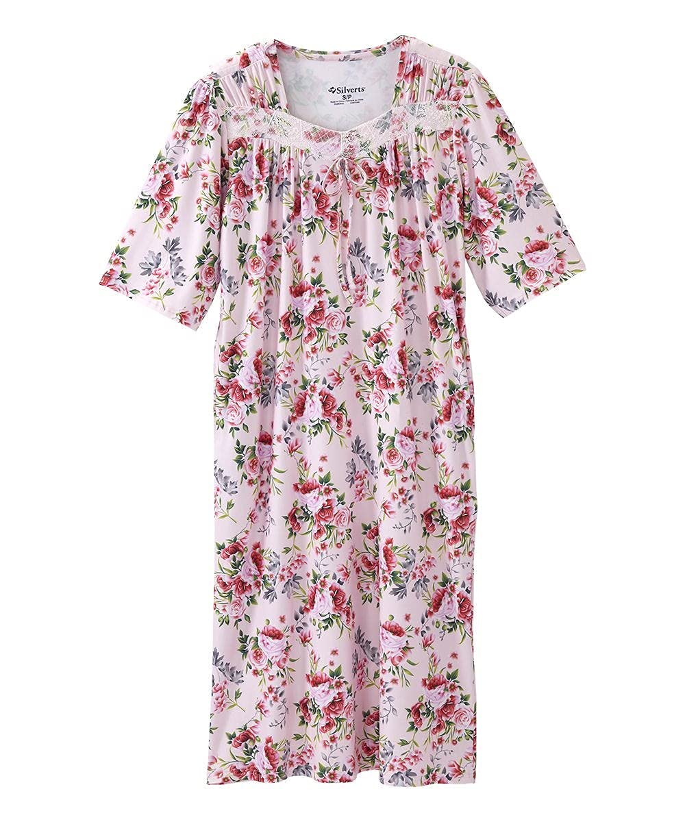Silk Open-Back Hospital Gowns for Women - Comfortable Patient Gowns for Seniors & Easy Dressing - Milk Silk Lace 2/3 Sleeve - Perfect for Post-Surgery, Maternity & Home Care