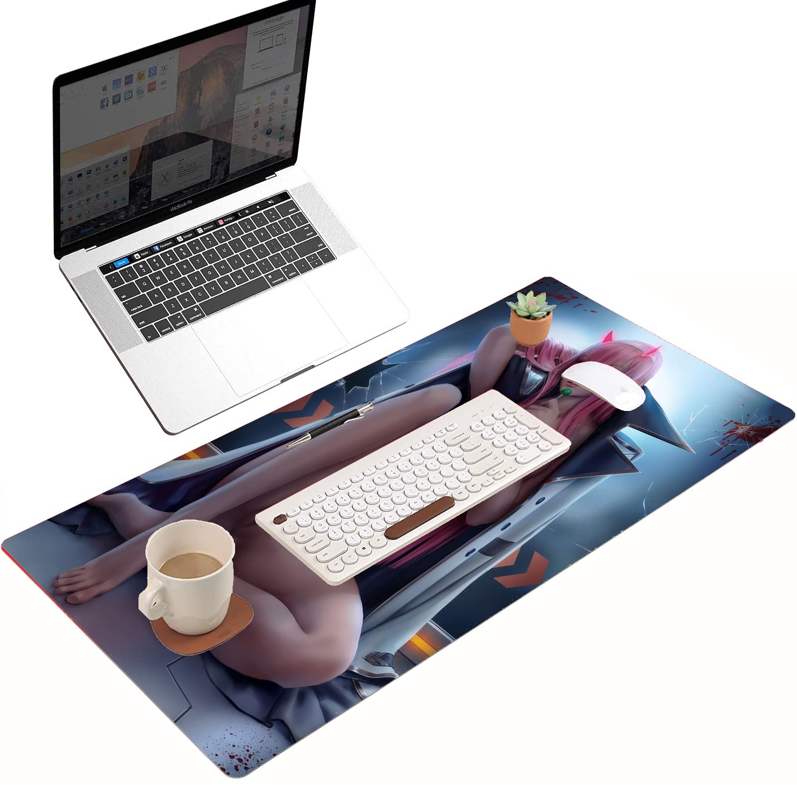 Anime Mouse Pad - Zero Two XXL Gaming Mouse Pad (24x12 Inch) Non-Slip Desk Mat for PC, Laptop & Computer Accessories | Perfect for Gamers, Office & Anime Fans