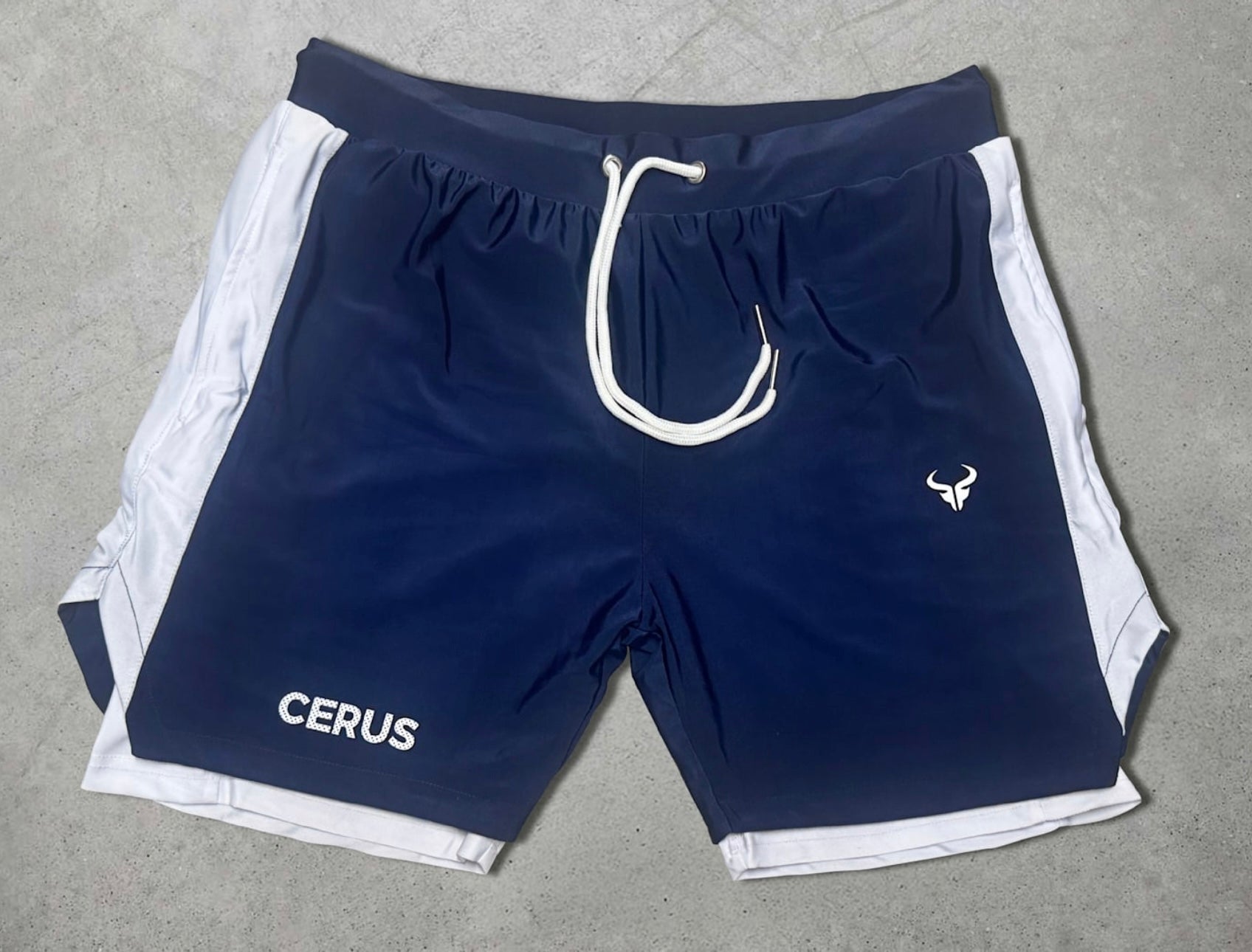 Cerus Navy Vita 2-in-1 Running Shorts for Men - Quick-Dry Athletic Workout Shorts with Built-in Liner - Perfect for Gym, Jogging & Outdoor Sports