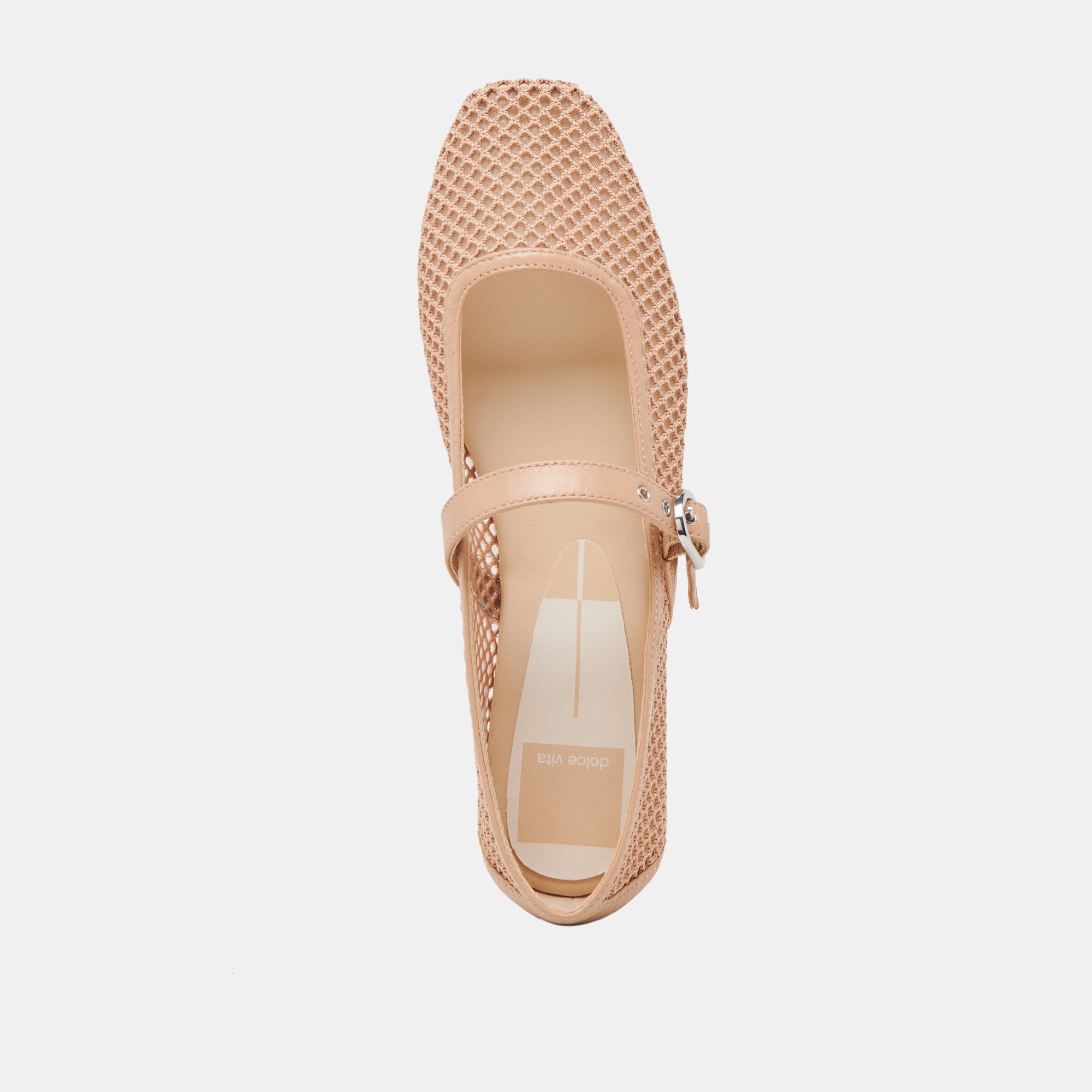 RODNI Women's Light Tan Woven Mesh Ballet Flats - Breathable Comfortable Slip-On Shoes for Work, Office & Casual Wear